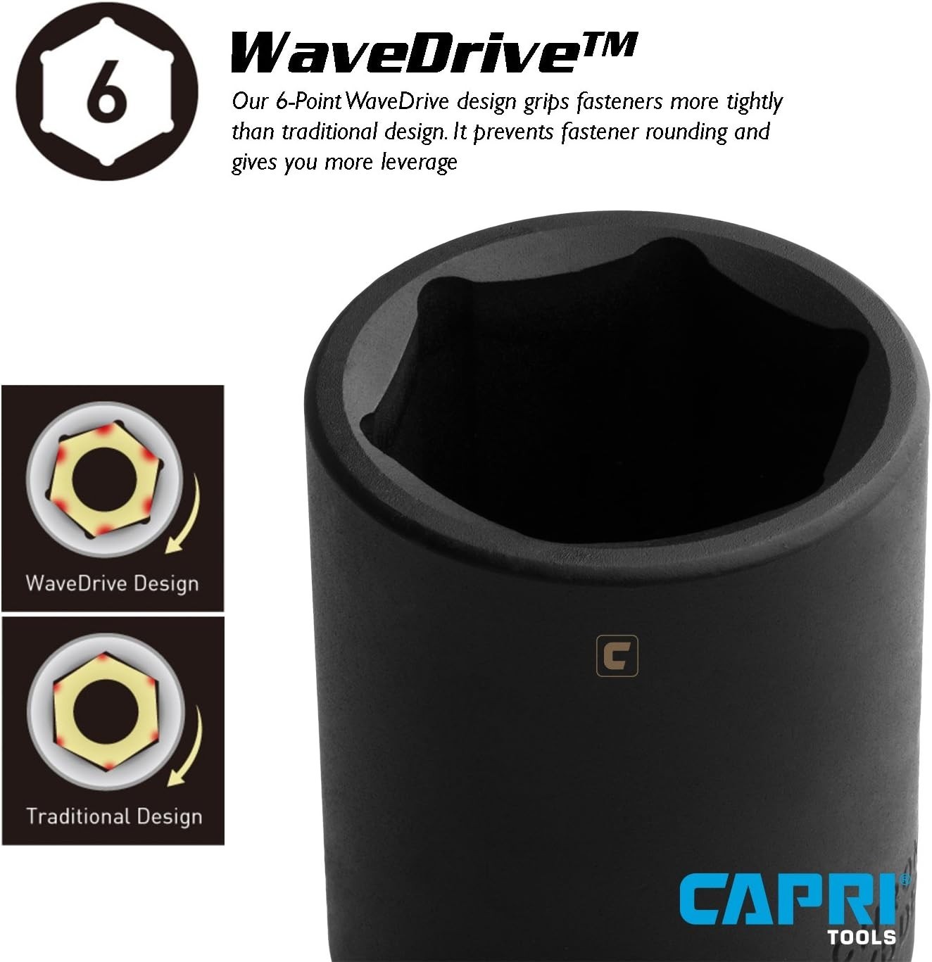 Deep Impact Socket, 3/8-Inch Drive, 6-Point, SAE 13/16-Inch