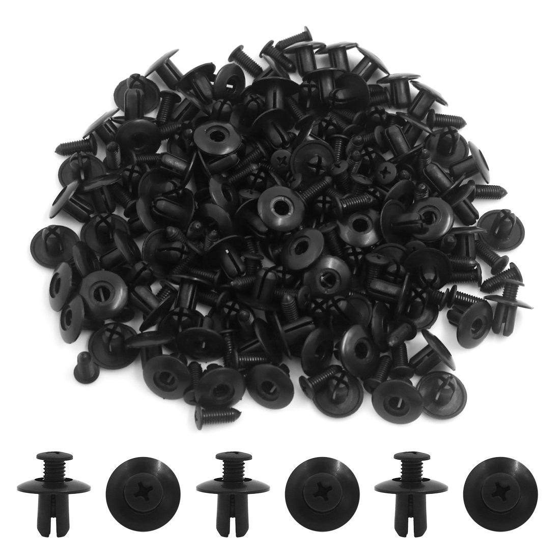 uxcell 100Pcs Plastic Rivets Interior Fastener Expansion Screws Clips Black…