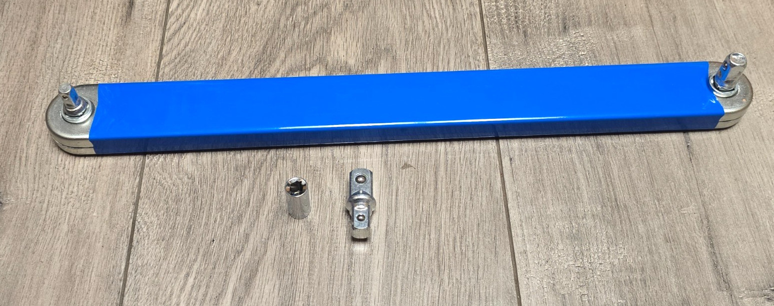 Wrench Extender Tool, Internal Chain Drive w/ Multiple socket adapter options.