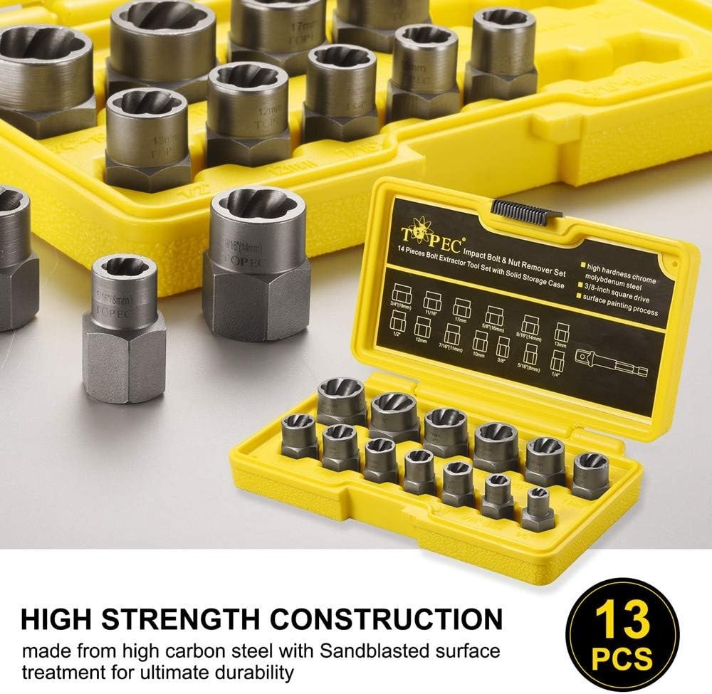 Stripped Lug Nut Remover Set with Chrome Molybdenum Steel Construction