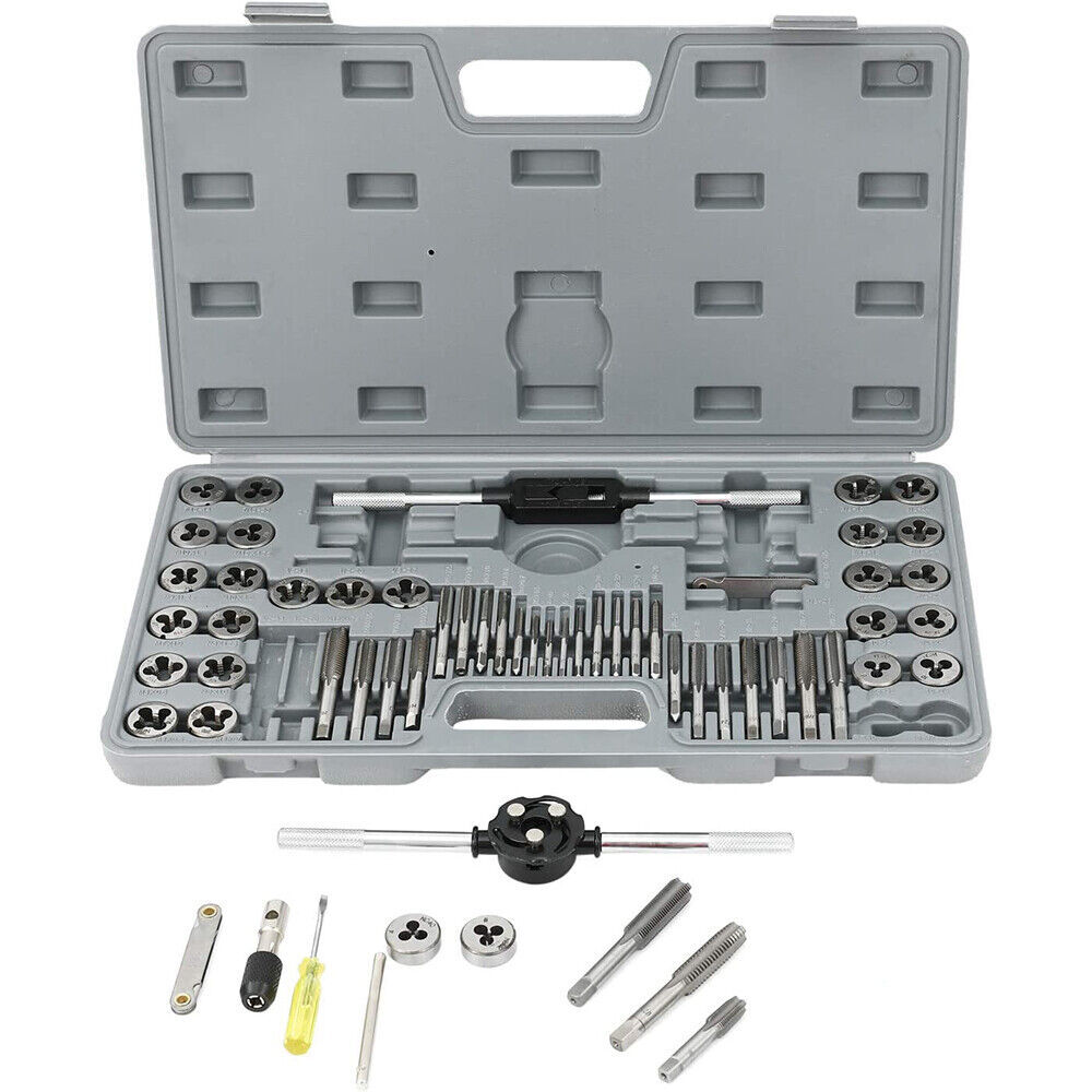 60Pcs Metric SAE Standard Tap and Die Rethread Set Thread Rethreading Kit USA