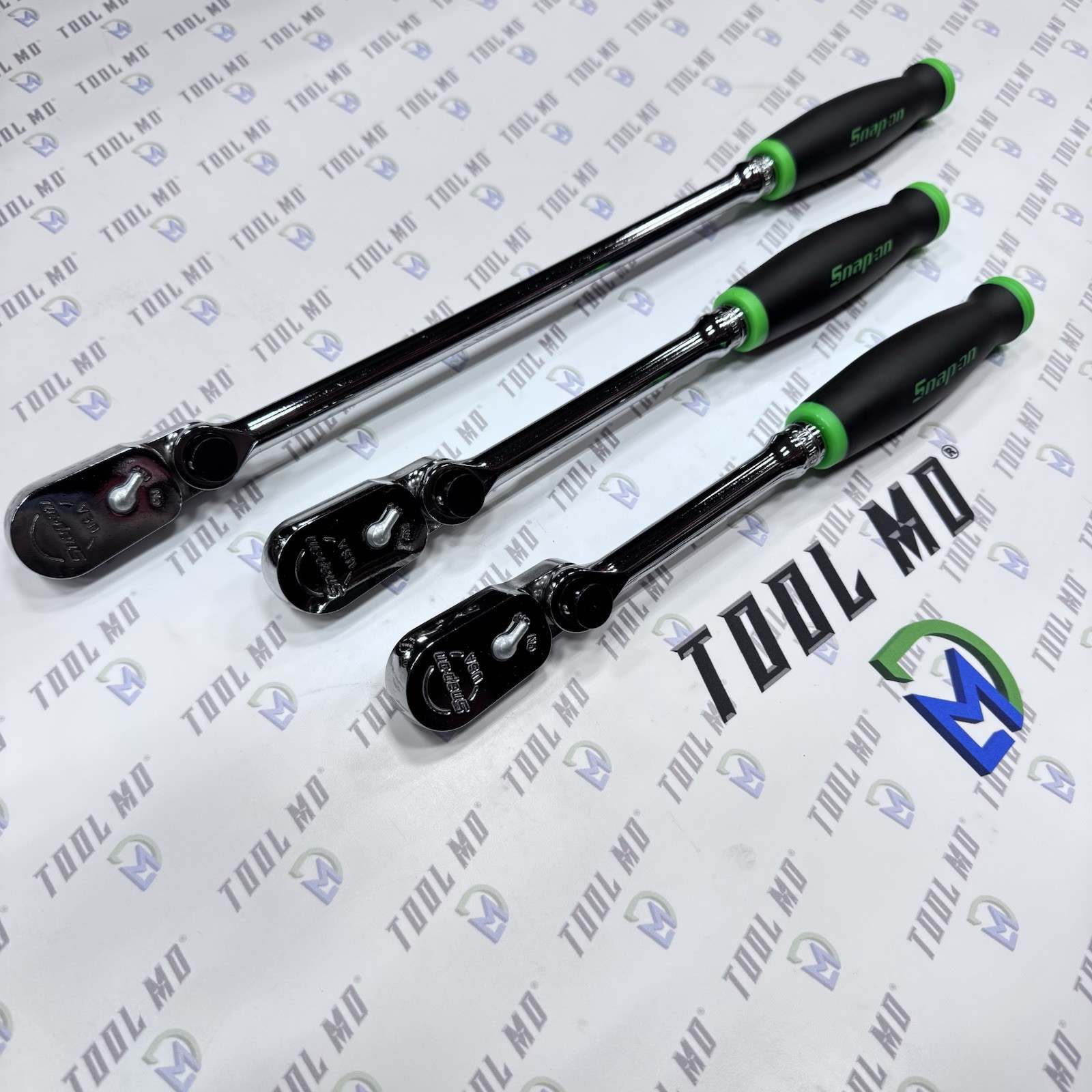 Snap-on Tools USA NEW GREEN 3/8″ Drive Multi-Position Head Ratchet Set FH80MP