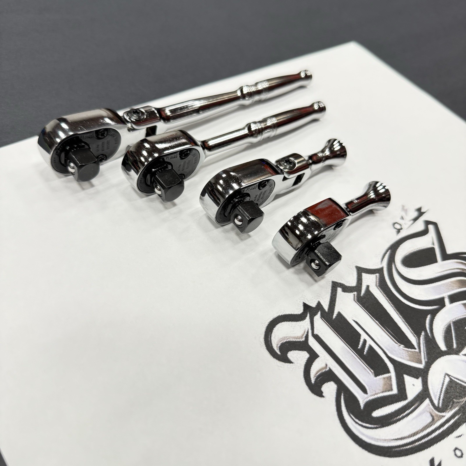 Snap-on Tools USA 4pc 3/8″ Drive Chrome Handle COMPACT Body Ratchet Set FKC72