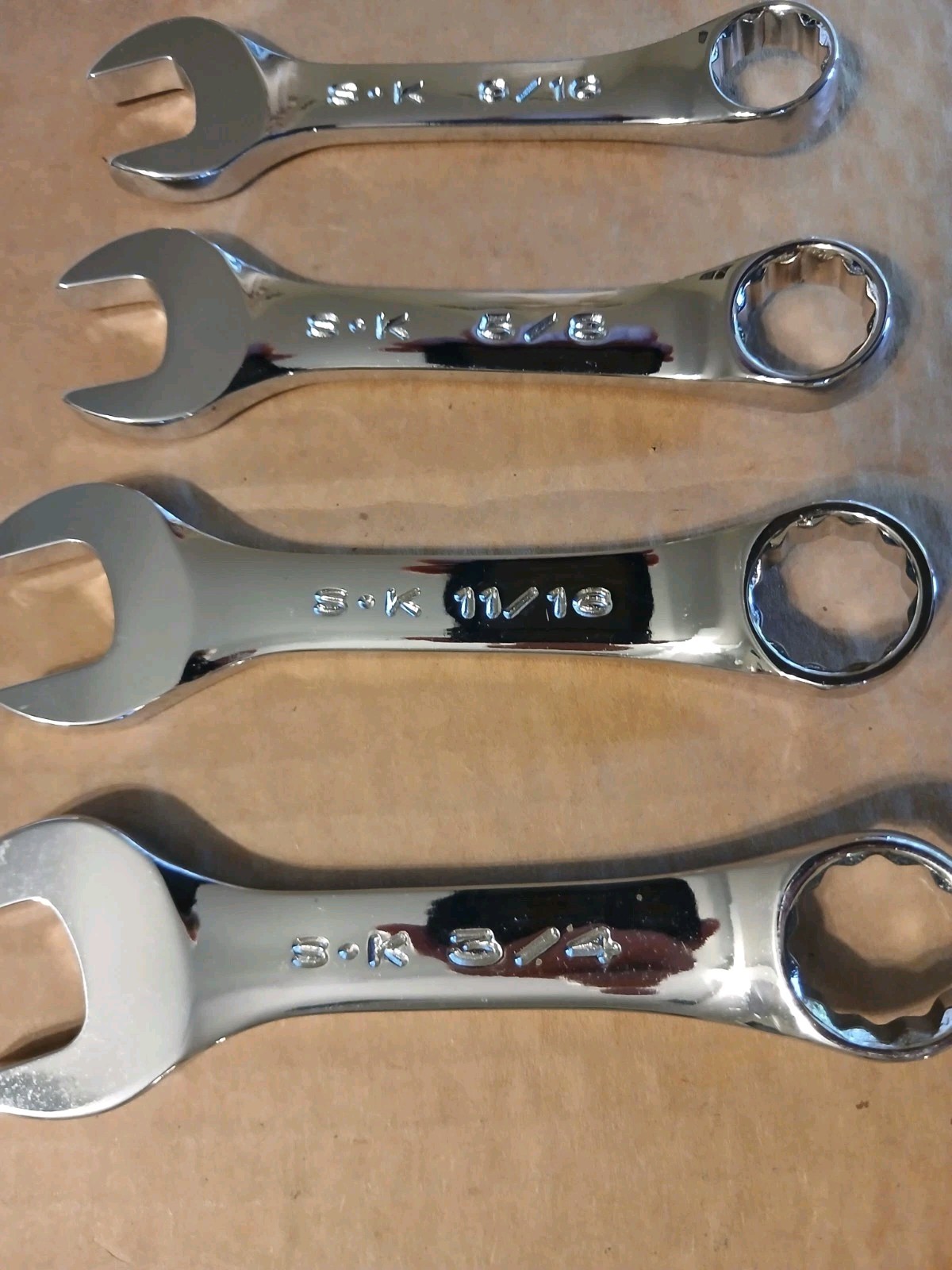 S-K 7 pc Stubby Combination Wrench Set 3/8-3/4 Made In The USA