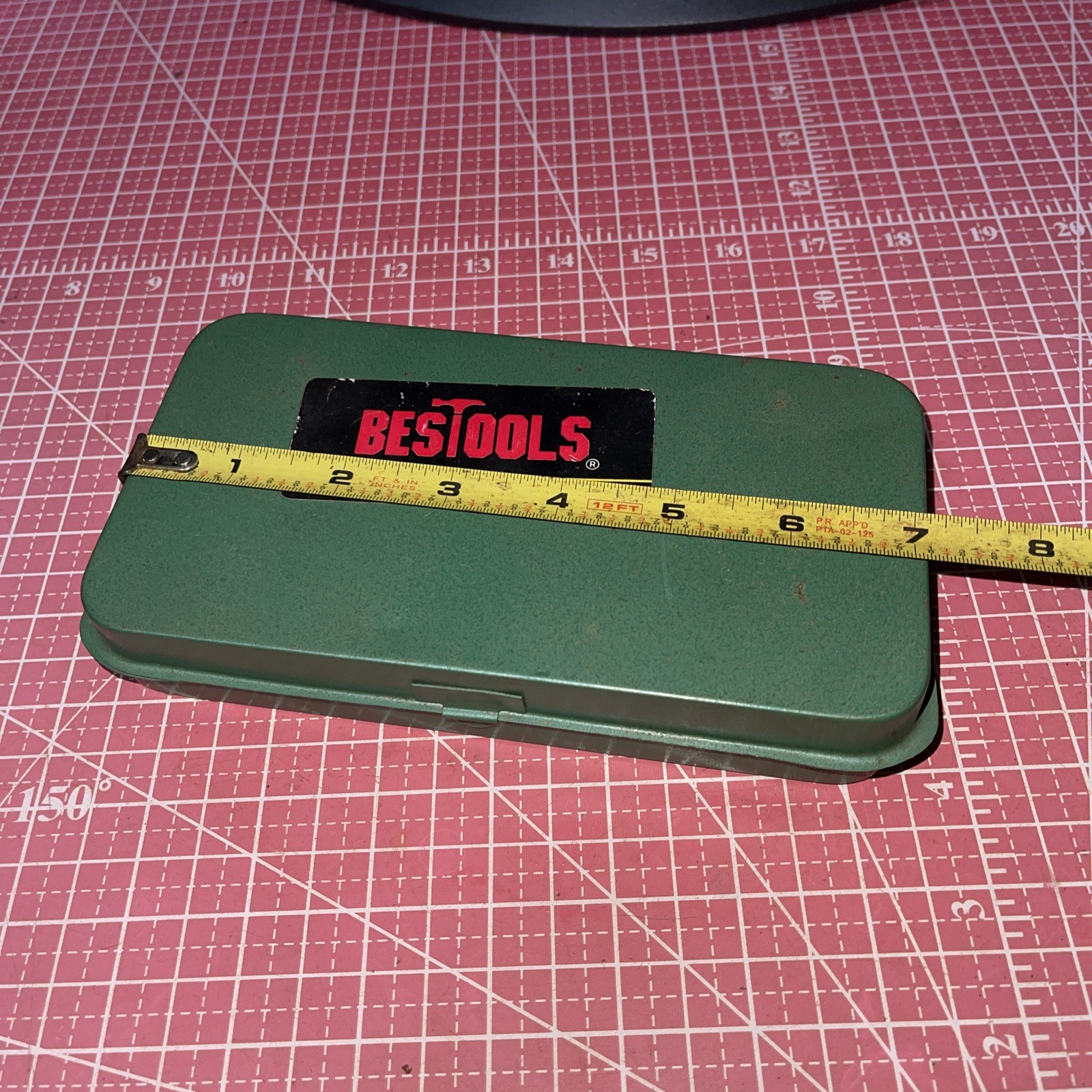 Vintage Bestools 1/4 Drive Metal Tool Case Green 7 X 4 X 1-1/4 Case Only.