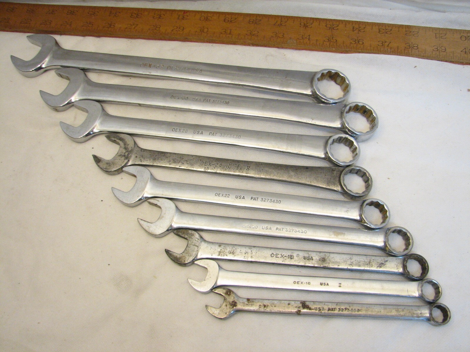 Set 9 Snap-On Combination SAE Wrenches 3/8″ to 1″ OEX 14-32 Open Box End
