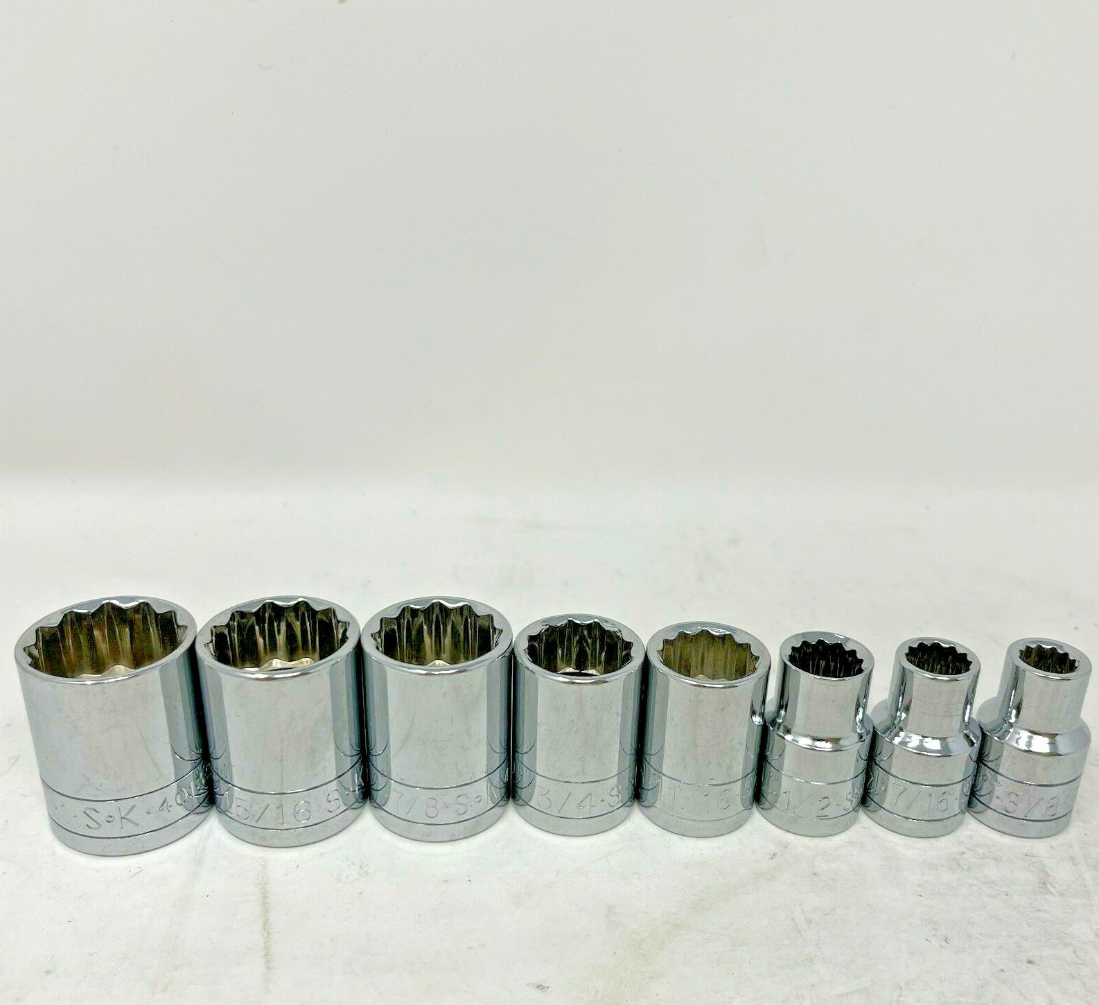 SK Tools 12Pts 1/2” Drive 8 Socket Set 40212 3/8″ To 40132 1″ New Old Stock SAE