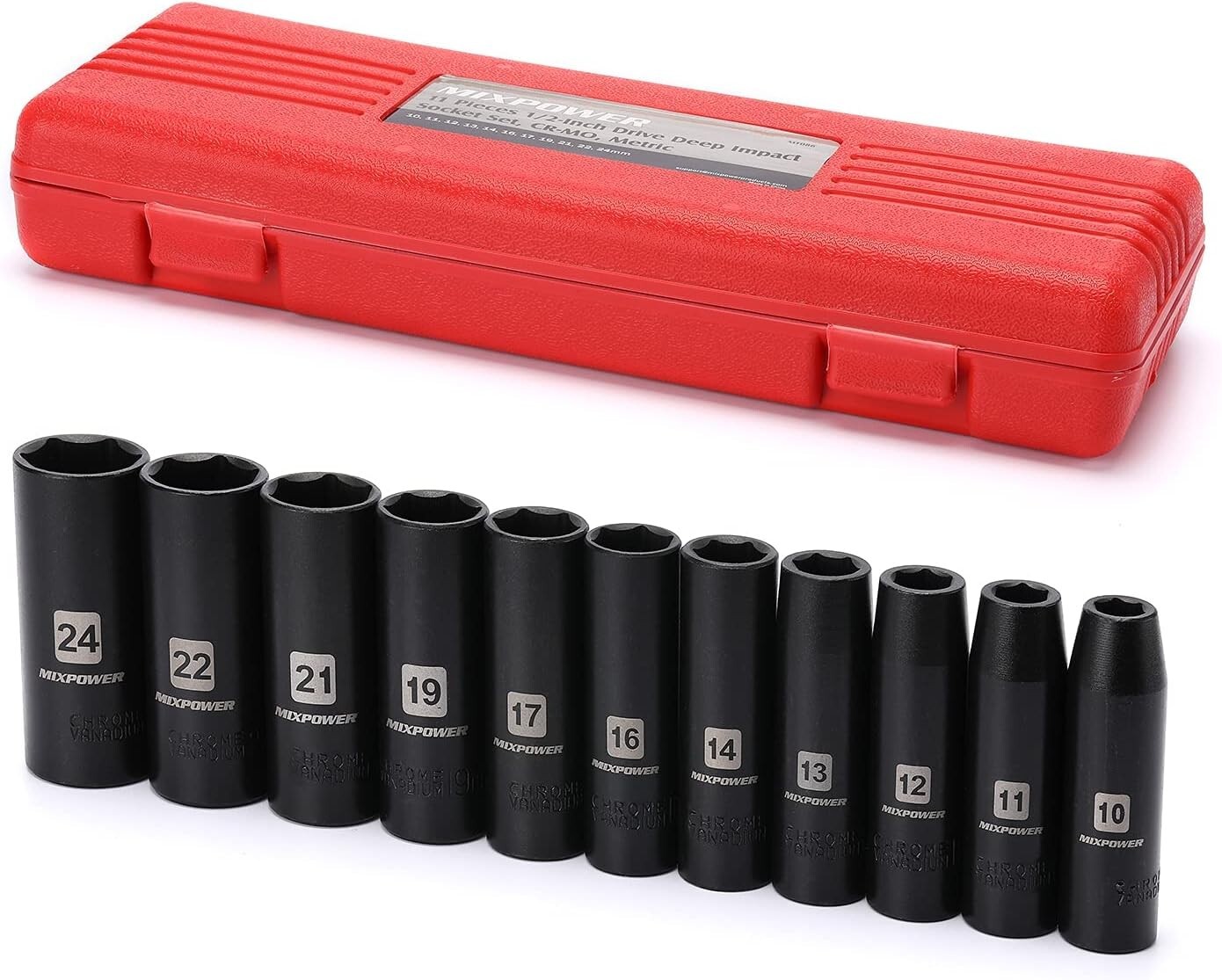 Professional Grade 11-Piece Metric Impact Socket Set with Laser Marked Sizes