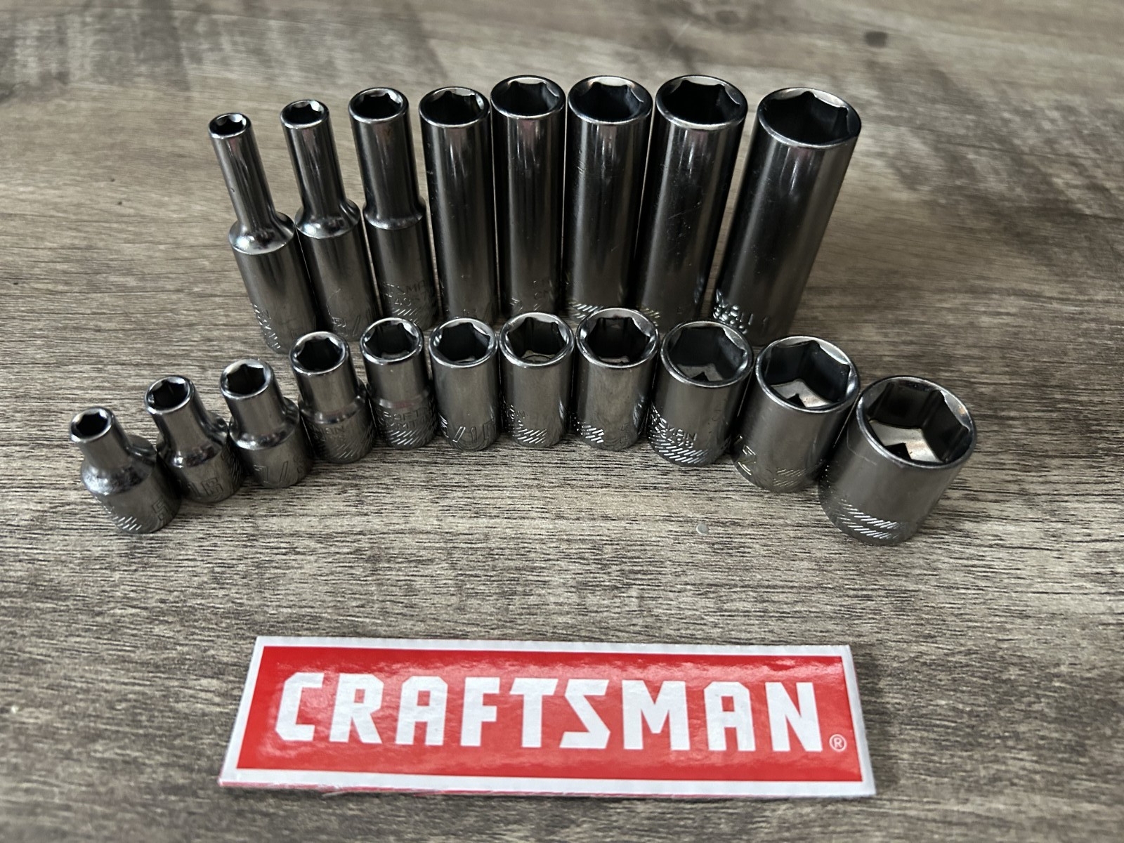 CRAFTSMAN 1/4 In. SAE Drive Sockets Shallow/Deep 6 Pt