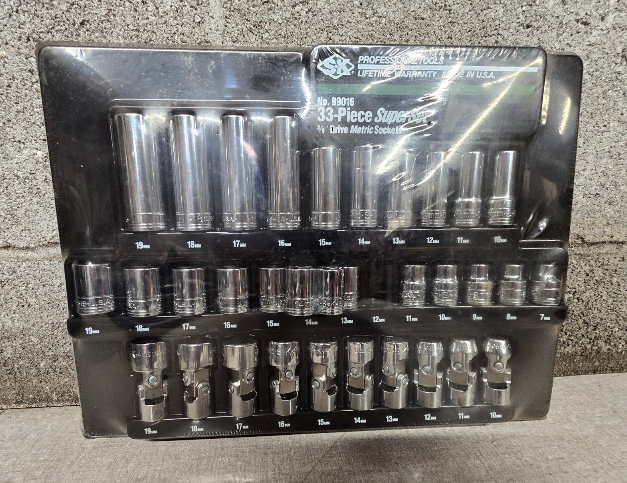 SK Professional Tools 3/8″ Drive Bit Metric Socket Set, 33 Pieces USA 89016 NEW