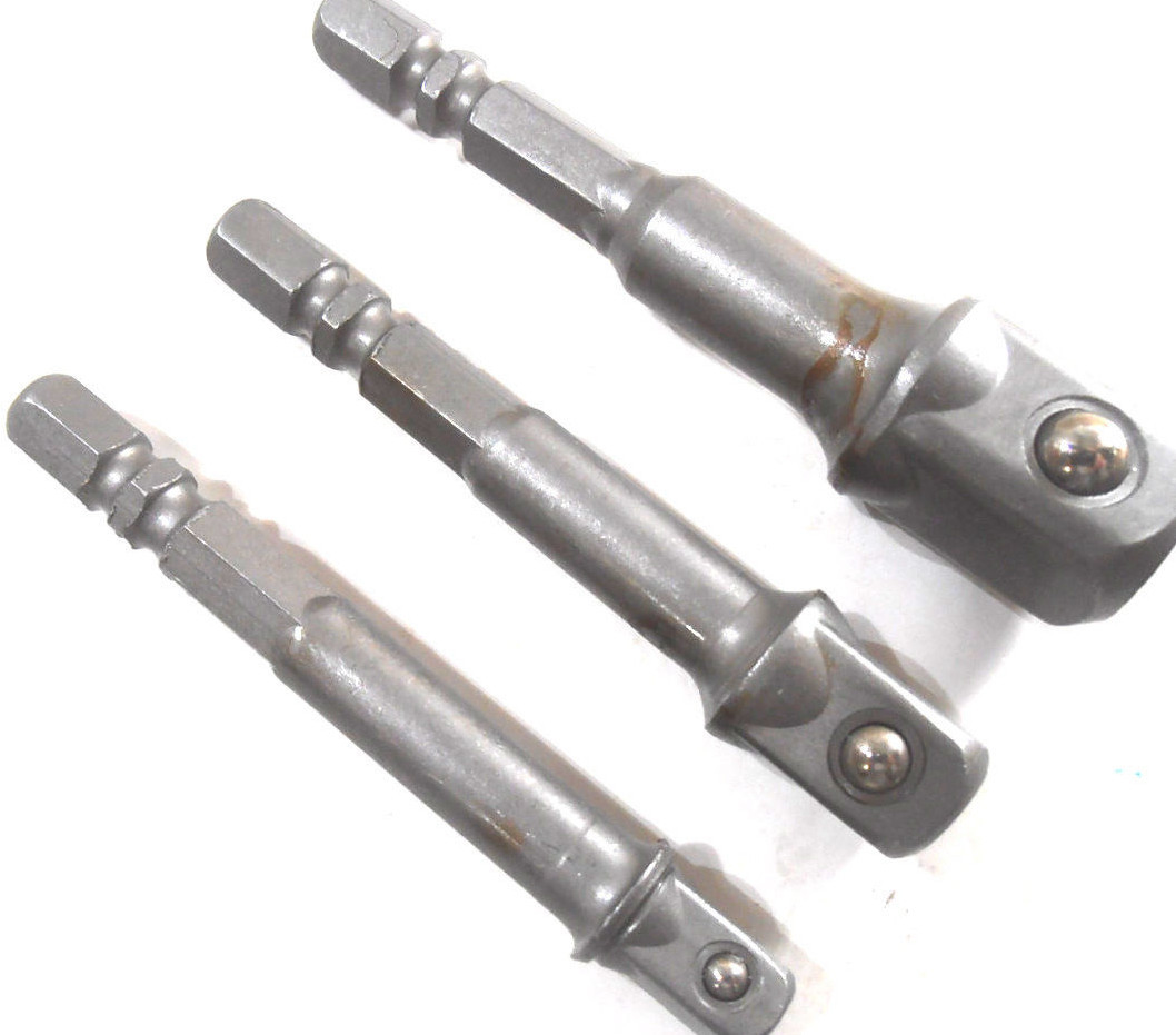 SOCKET BIT ADAPTER DRILL NUT DRIVER 3 PC. EXTENSION POWER BAR BITS 1/4,3/8,1/2″
