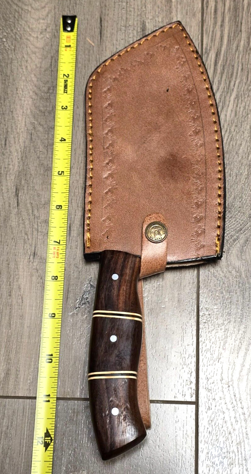11.5″ Custom Damascus Clever Knife w/Sheath & Full Tang Blade, Great Gift!