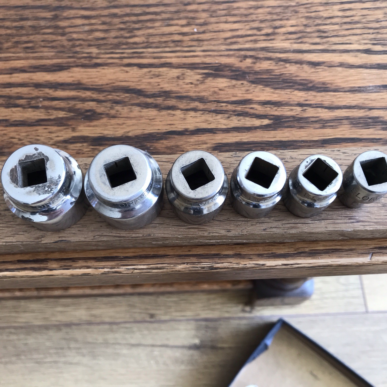 6 Vintage Elora 3/8” Drive Whitworth Sockets 1/2” To 1/8” BSW.