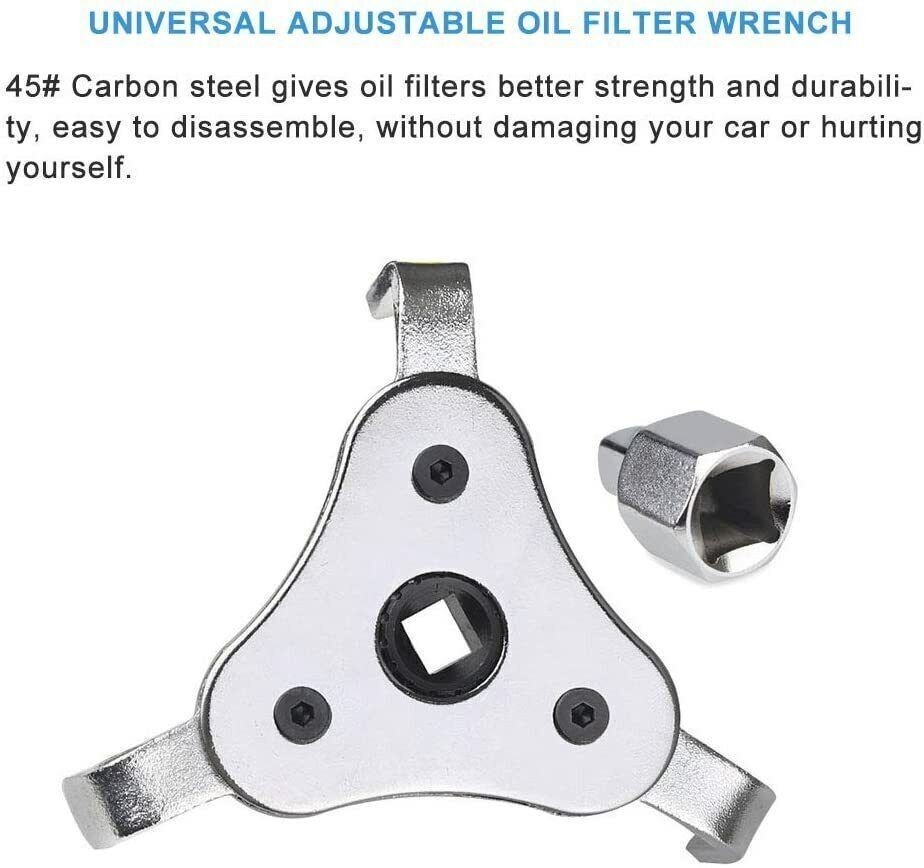 Universal 2 Way 3 Jaw Oil Filter Wrench Removal Tool Fully Adjustable Heavy Duty