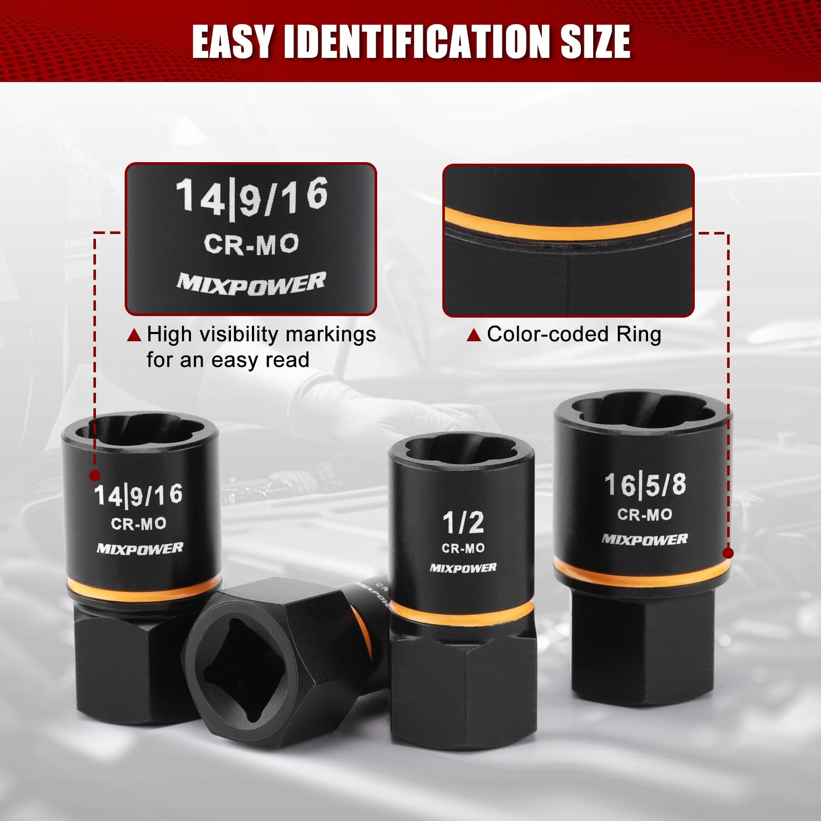 Extractor Tuercas Dañados Easy Out Extractor de Pernos Rotos CrMo 3/8 17PCS