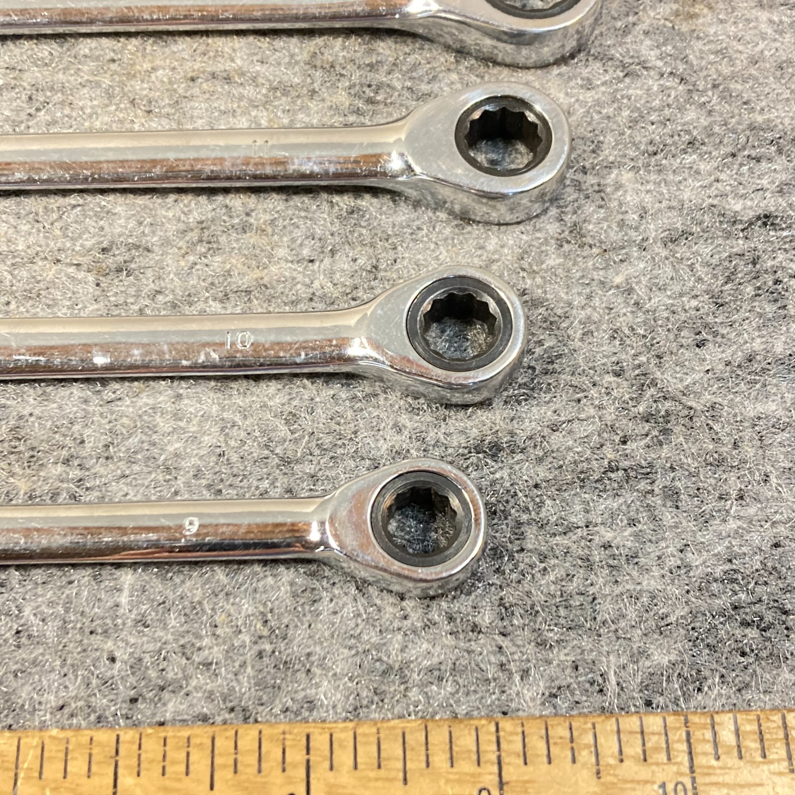 Vintage Combination Ratcheting Wrench 5 Pc Box End Metric 9-14mm