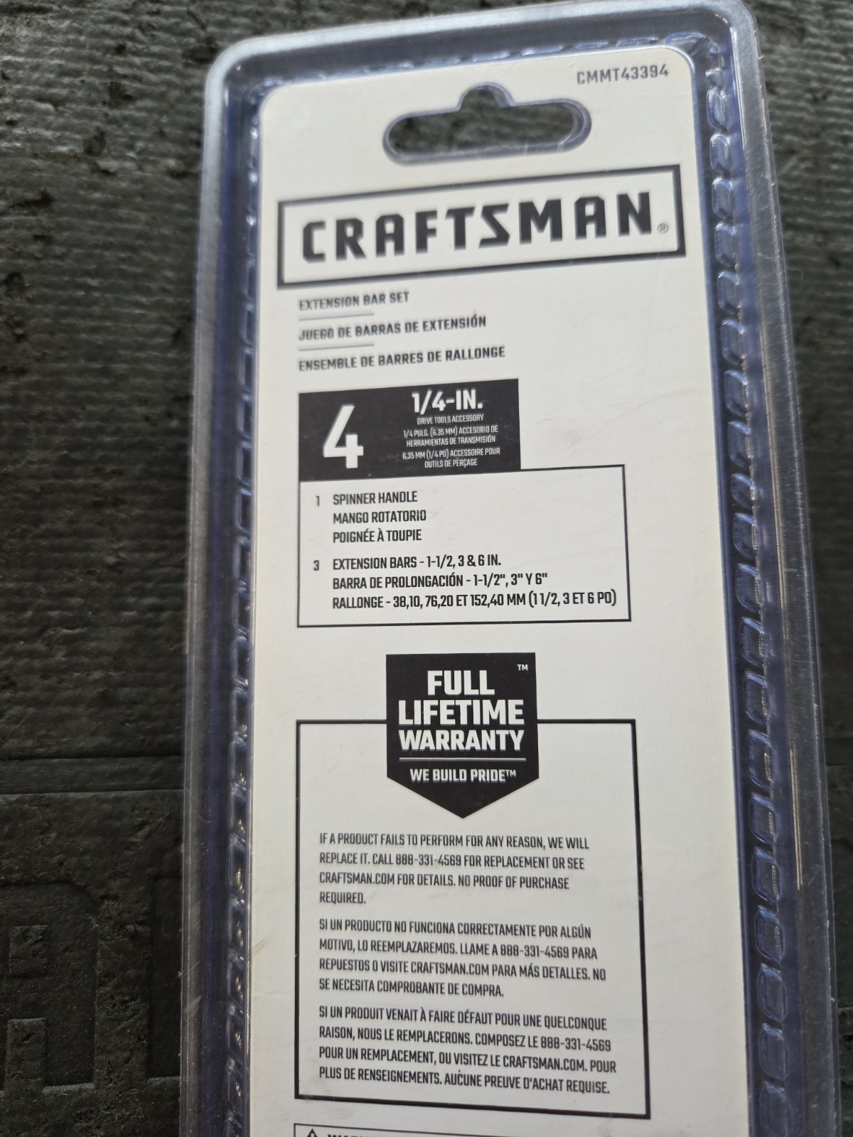NEW-OTHER Craftsman Plastic Damage 1/4in Drive 1/4in Socket Extension #CMMT43394