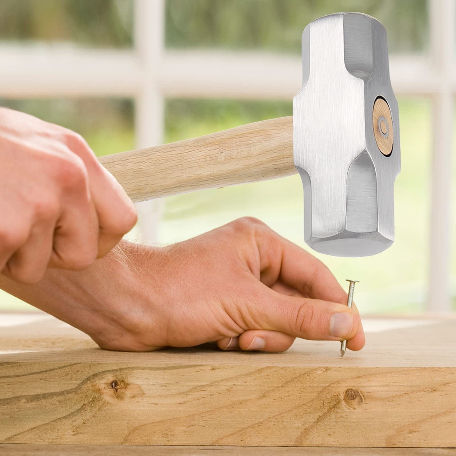 2 Pack 4 lbs Mini Sledge Hammer, Small Hammer with Wooden Silver