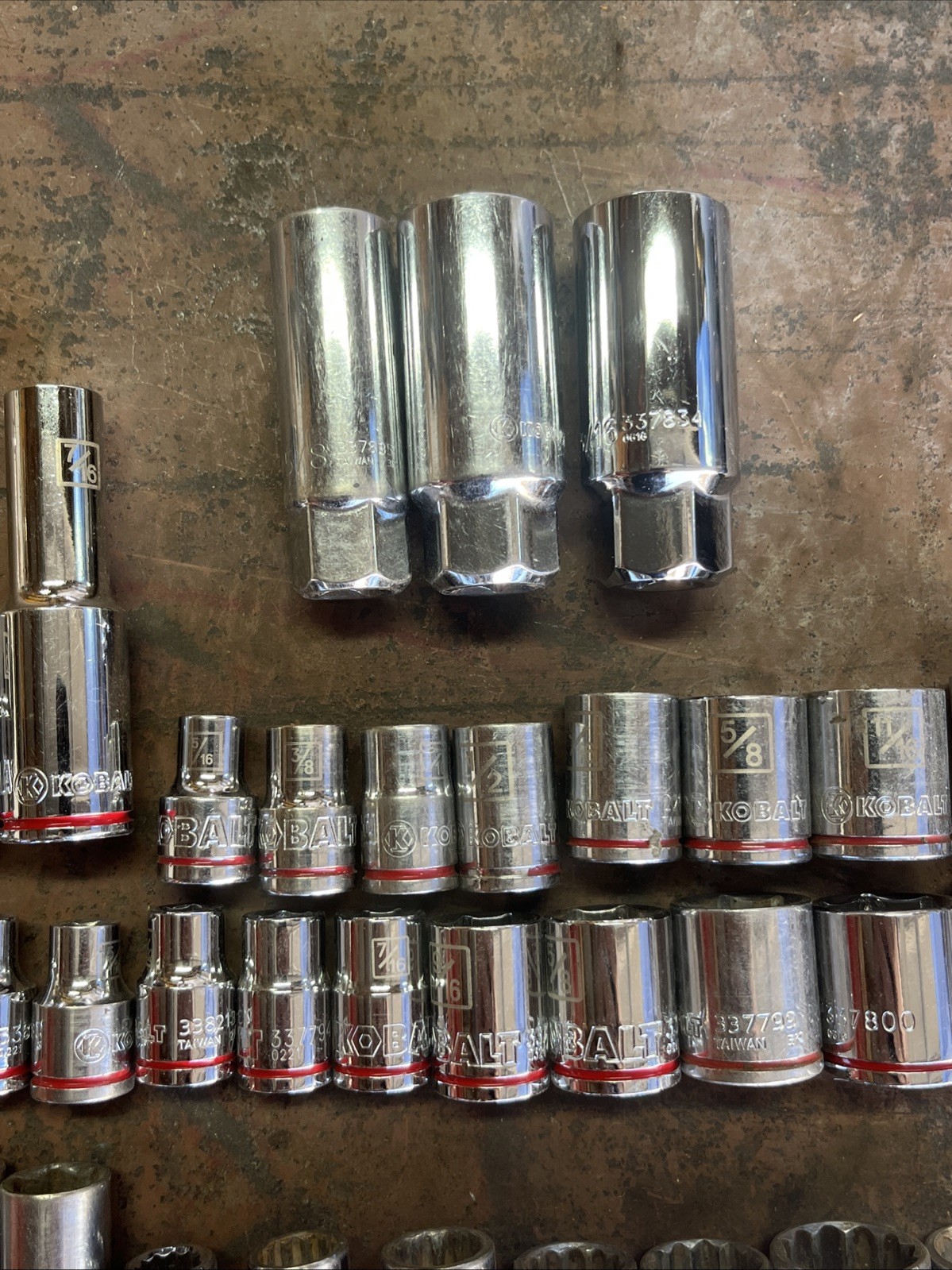 🔥 Kobalt 1/4 3/8 1/2 Drive 62 Piece 6 & 12 Point Short Deep Socket Set Lot Sae