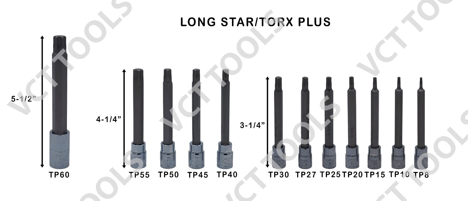 VCT 60pc Master Deep Long Torx, Tamper proof, Torx Plus, E-Torx 6-Point Bit Set
