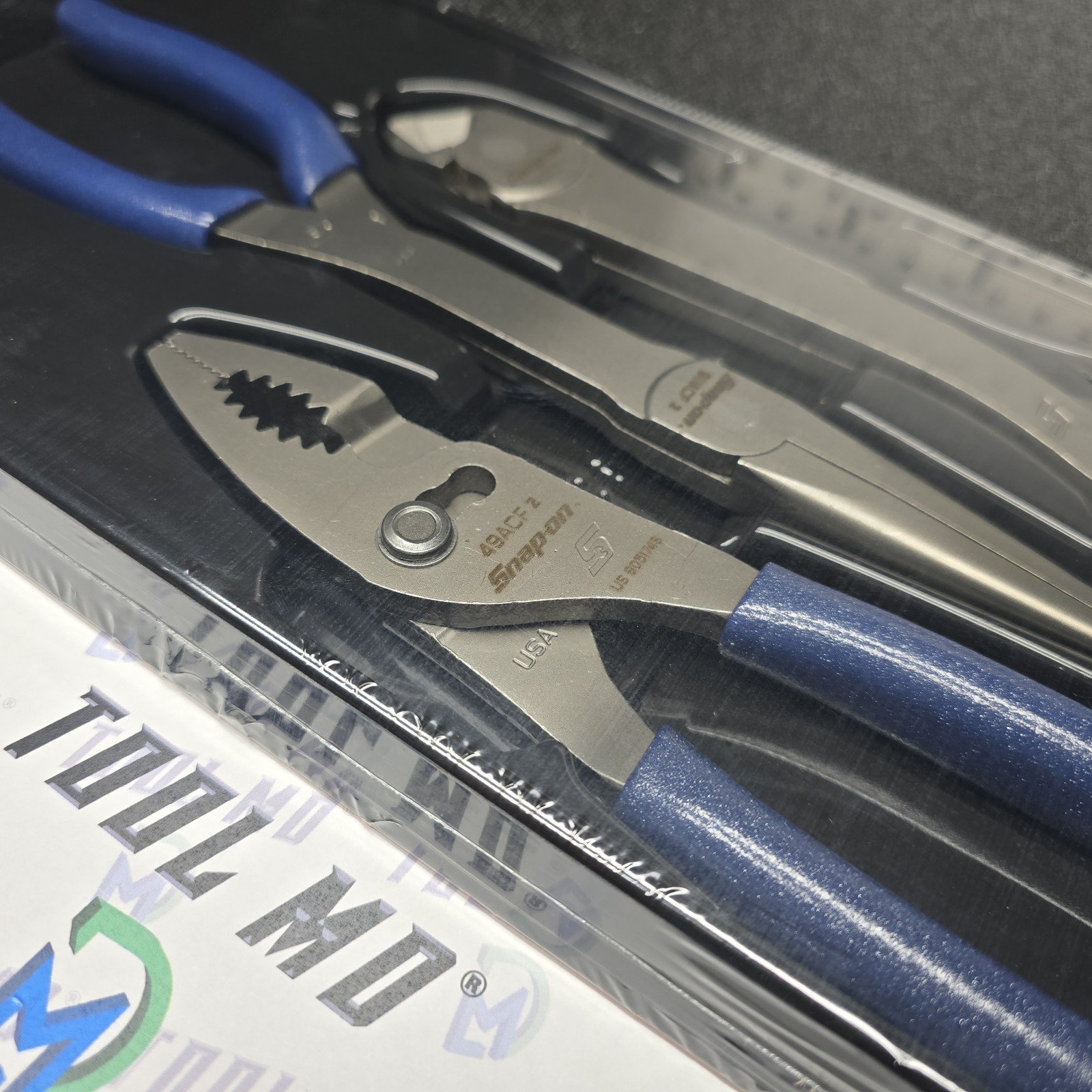 Snap-on Tools NEW 3pc POWER BLUE Soft Grip Heavy Duty Pliers Lot Set PL330ACFMB