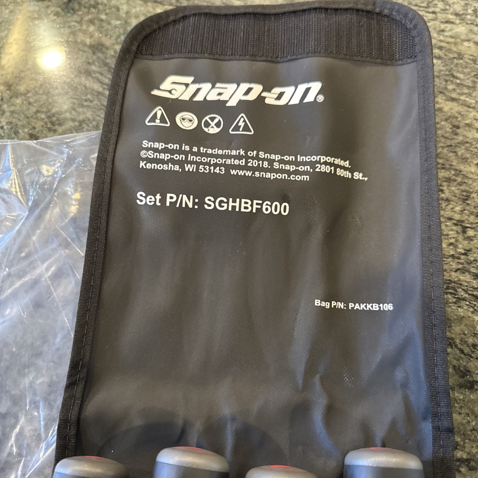 snap on sghbf600adt dark titanium 4 pc file handle set with pouch new