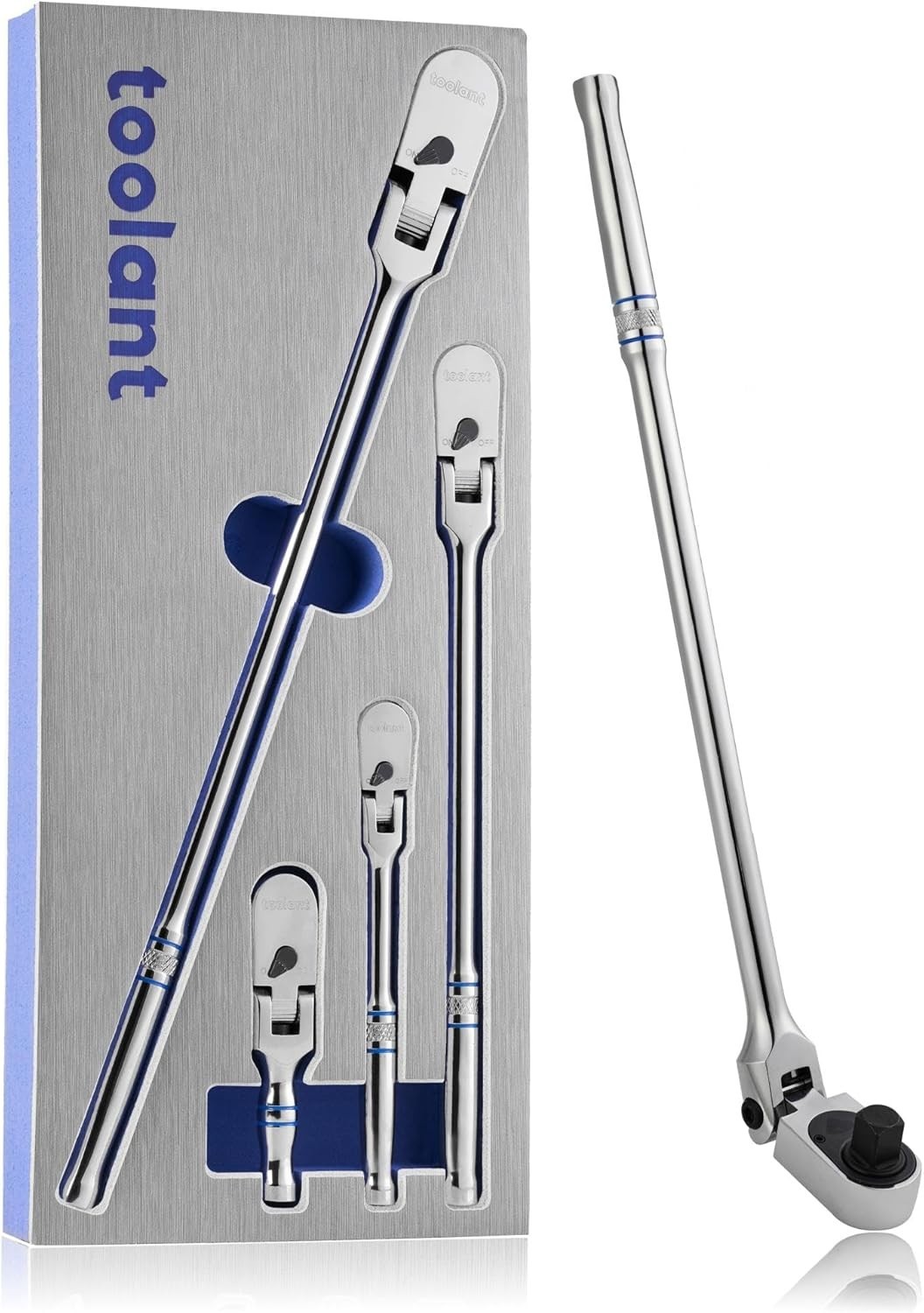 4Pcs Flex Head Ratchet Set, 1/4“&3/8″&1/2″ Drive Gear Wrench Compact Head Rat…