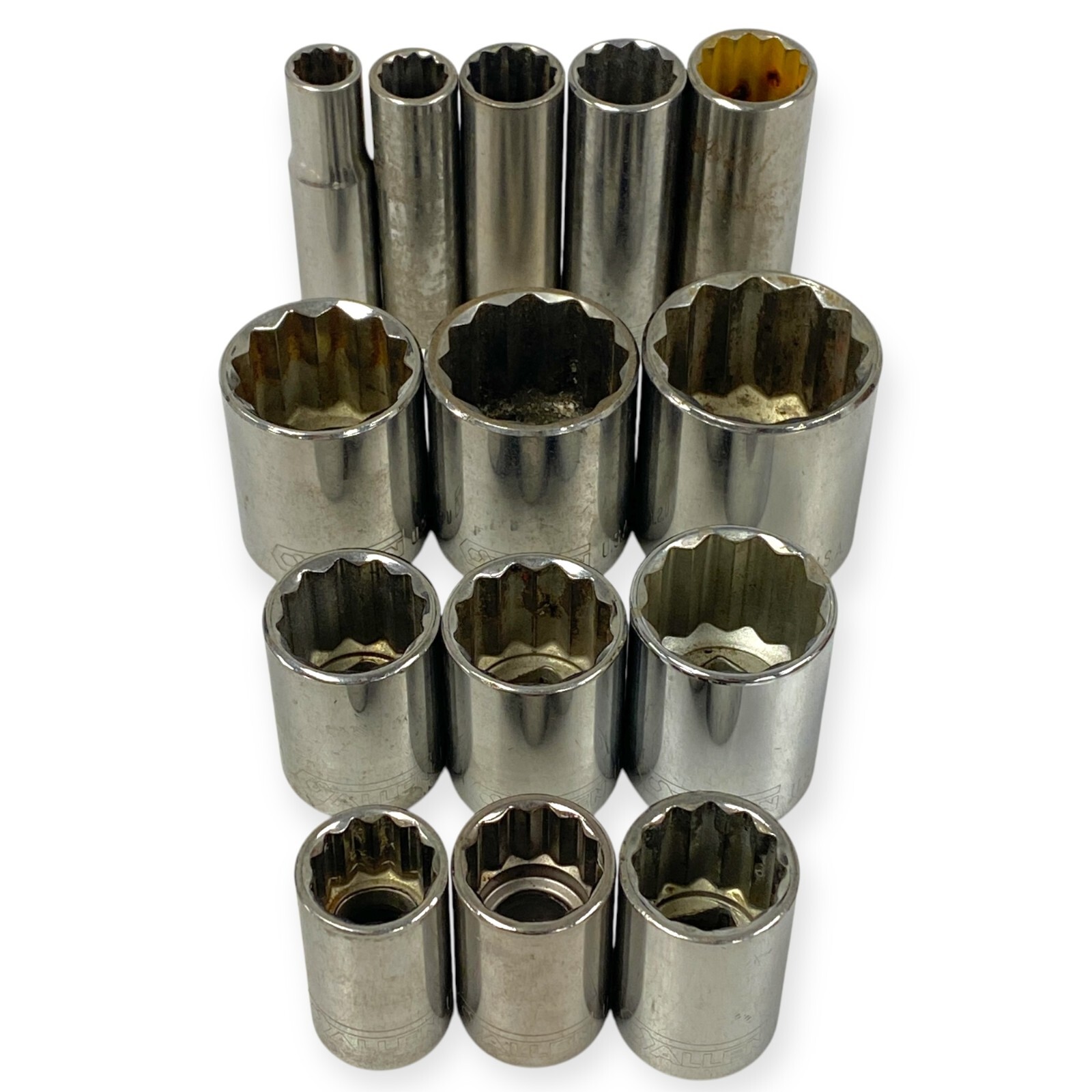 Allen 1/2 Drive 12 Pt Deep and Standard Socket Set 3/8 to 1-1/4 in Size, 14 pcs