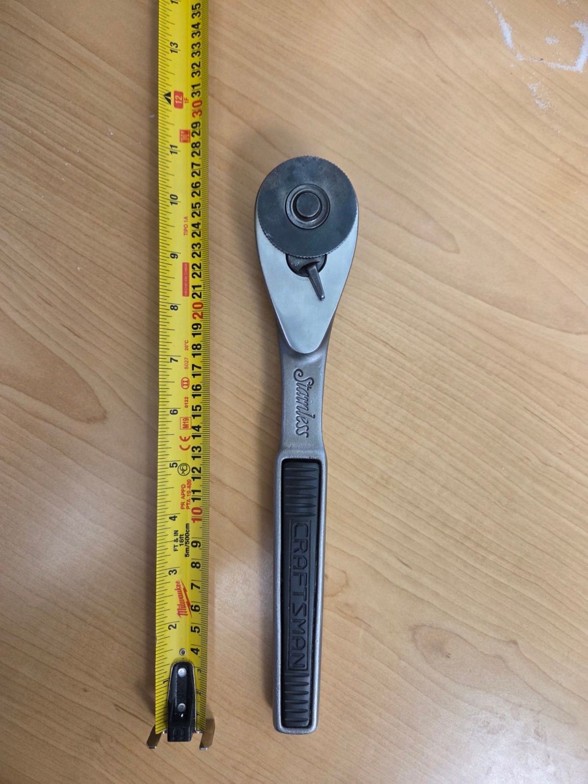 Vintage Craftsman 1/2″ Drive Stainless Steel USA 43763 Ratchet. Excellent Cond.