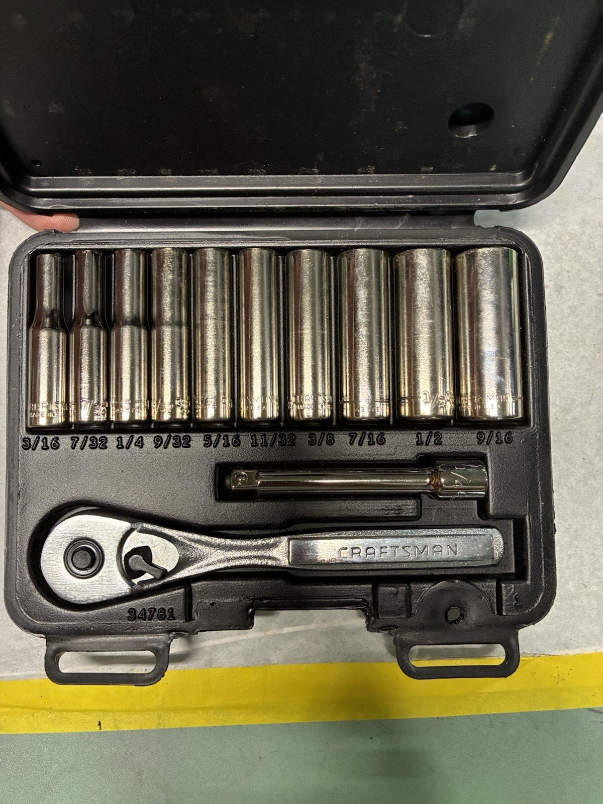 Sears Craftsman USA 9-34781 12pc SAE 1/4’ Drive Socket Ratchet Set – 6 Point