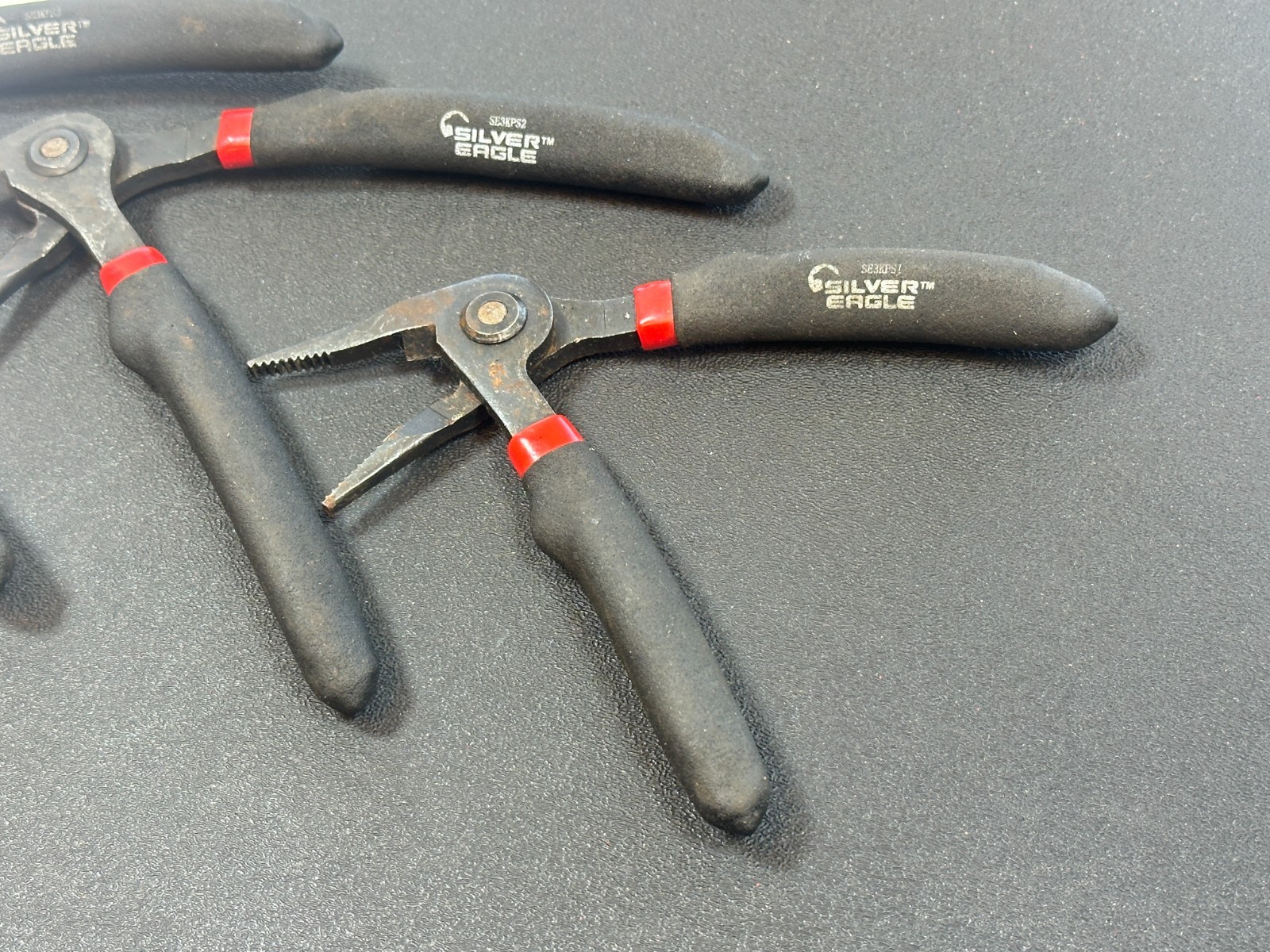 Matco Silver Eagle 3pc Pistol Grip Needle Nose Pliers Set Lot Black Soft Grip
