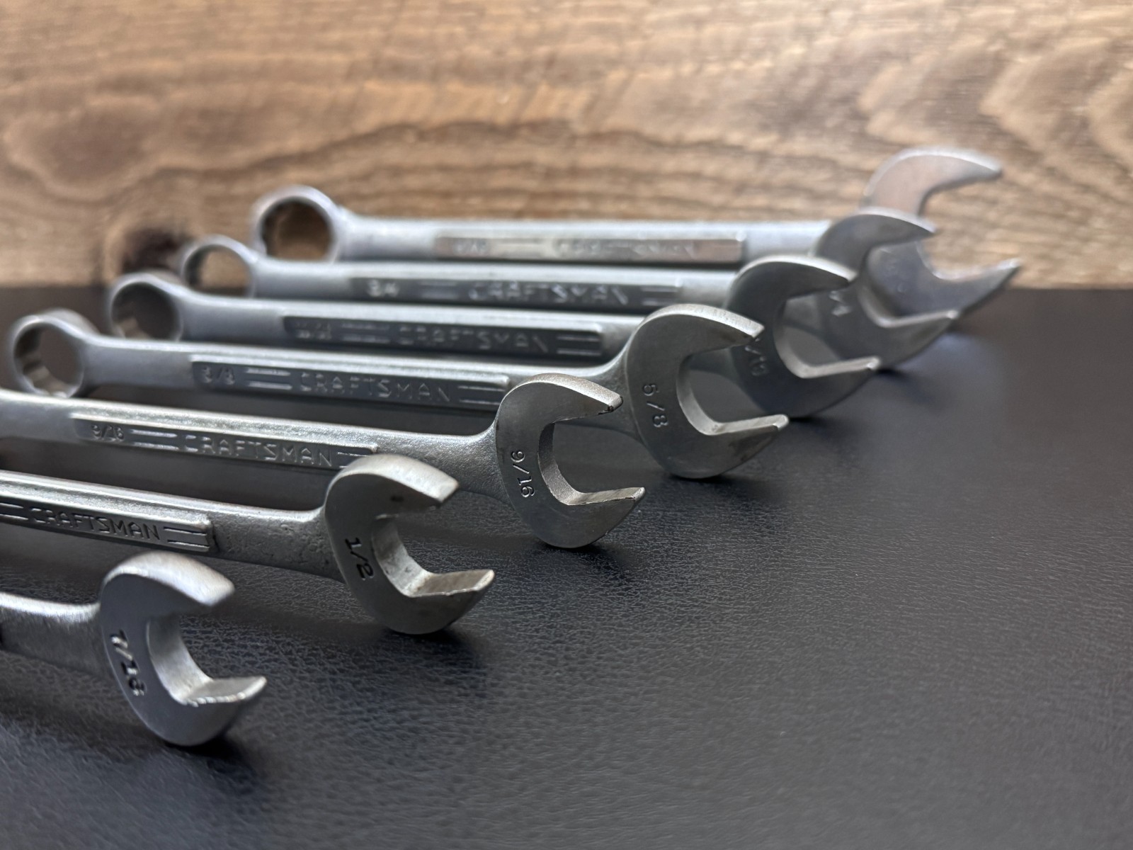 Vintage Craftsman =V= SAE Combination Wrench Set 7/16 to 15/16 7pc Forged in USA