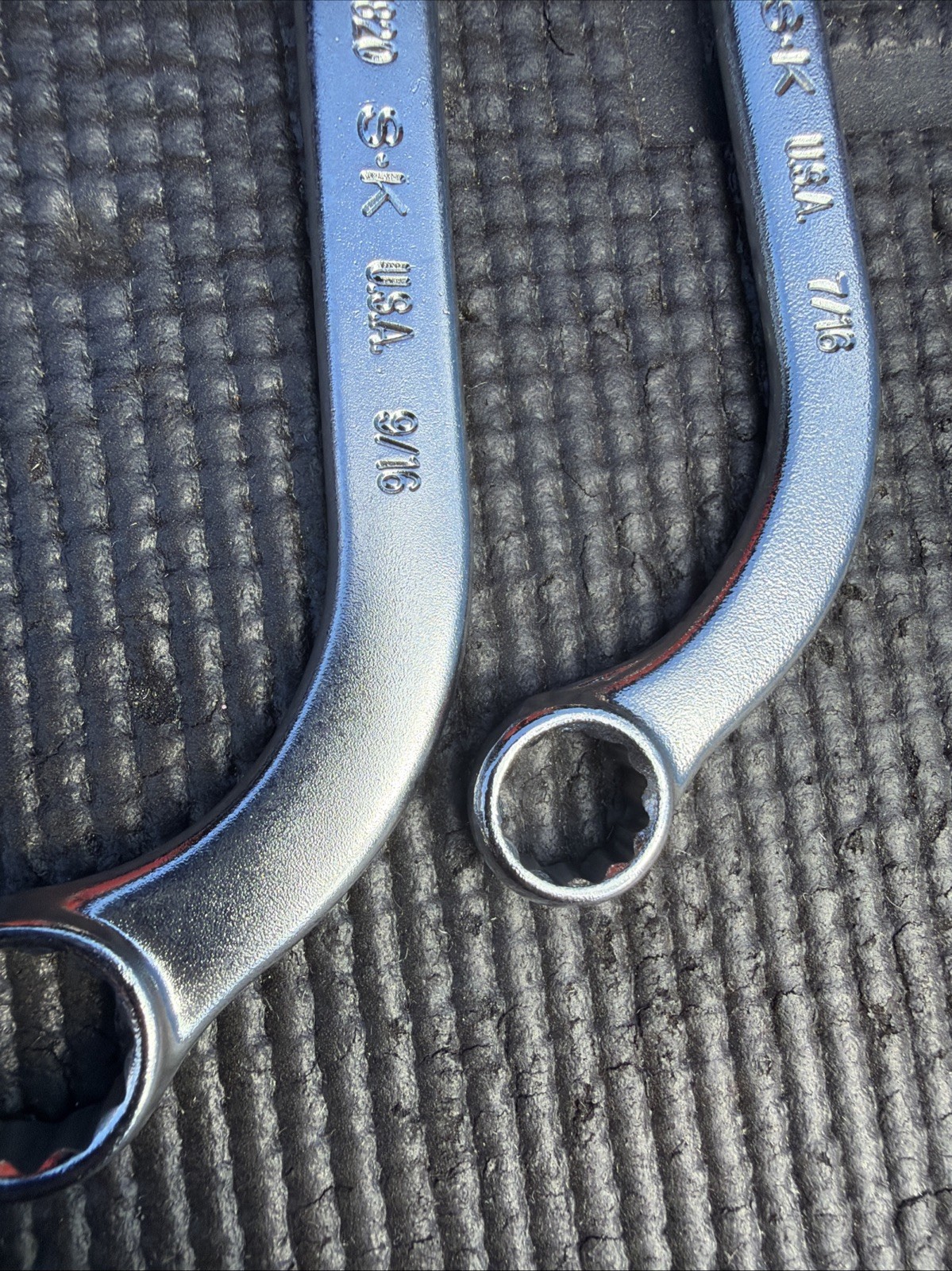Rare SK Tools USA 2pc Obstruction Distributor Crescent Moon Wrenches H1600 H1820