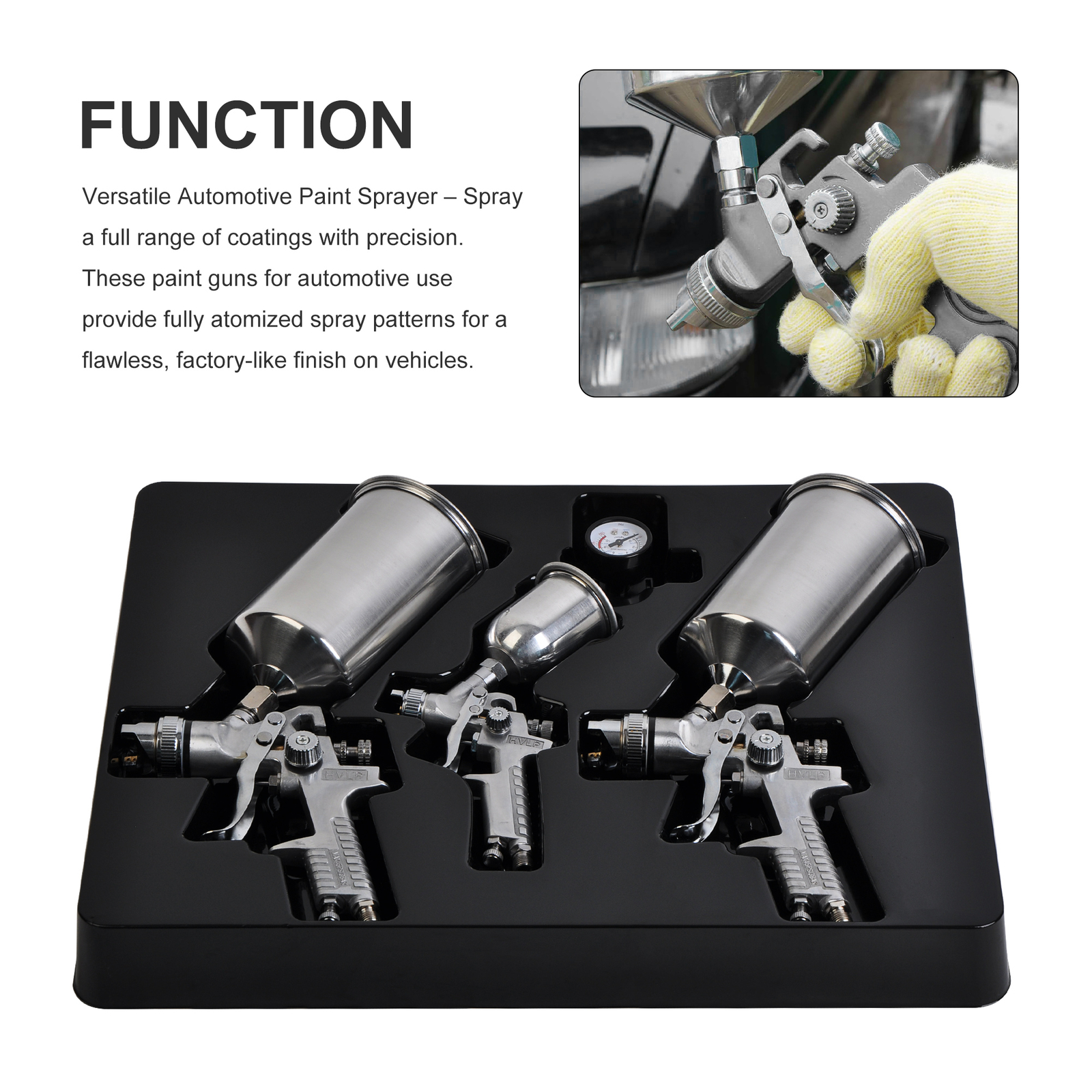 4pc Air Spray Gun HVLP Paint Auto Car Automotive Shop Painting Tools Kit Set