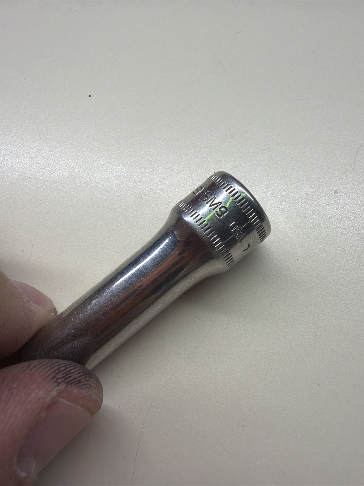Snap On Tools SFSM9 3/8 Dr 6Pt Metric 9mm Flank Dr Deep Chrome Socket USA