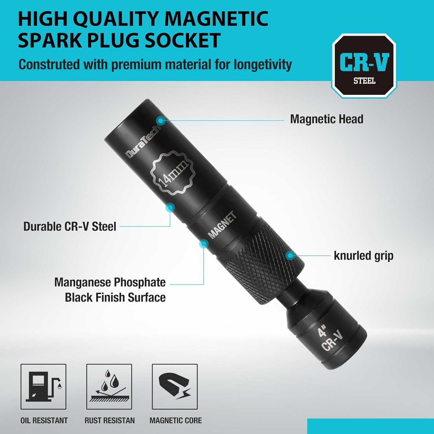 Professional 12-Point Magnetic Spark Plug Socket – Corrosion Resistant