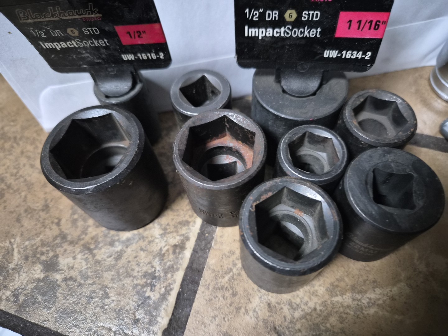 BLACKHAWK by Proto Black deep impact sockets Metric/sae Lot Of 9