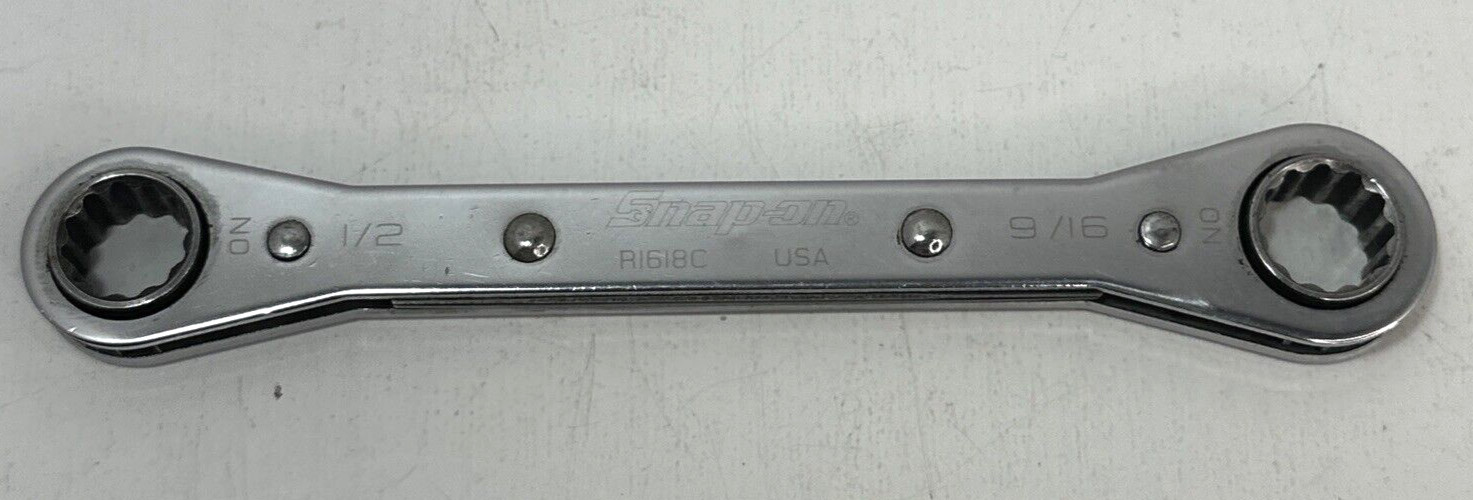 Snap On R1618C 1/2″ x 9/16″ SAE Double Box End Ratcheting Wrench USA 2006