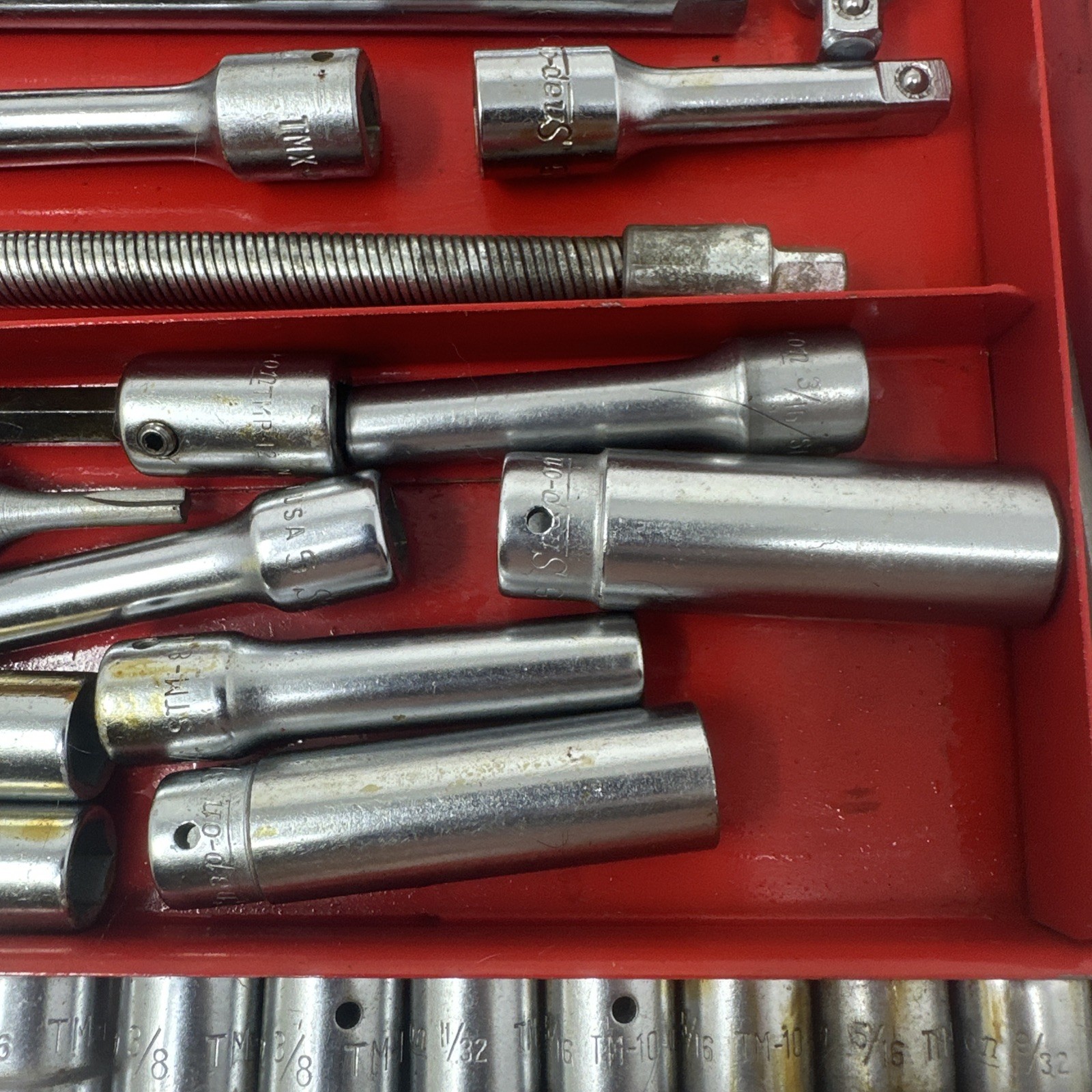 VTG Snap-On 42 Piece Socket Wrenches With Metal Case Dated 1955 Pre-Owned