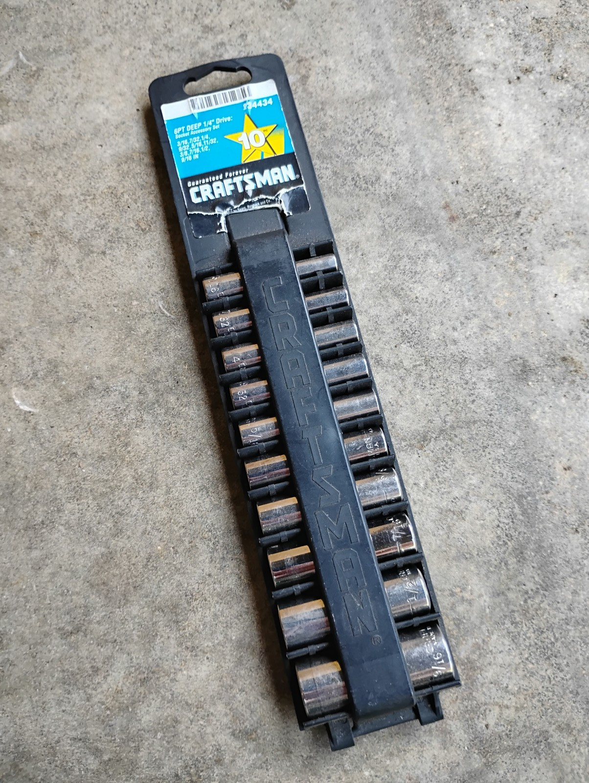 Vintage Sears Craftsman 1/4″ Drive Deep Standard SAE Socket Set USA 6pt 34434