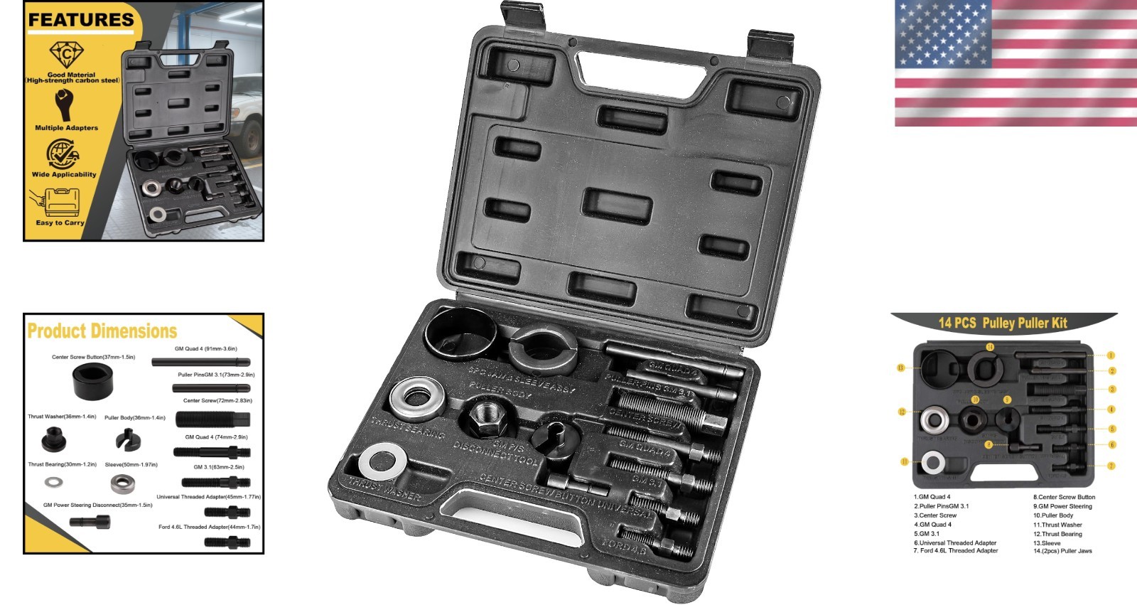 Powerbuilt Power Steering and Alternator Pulley Remove and Install Tool Set,