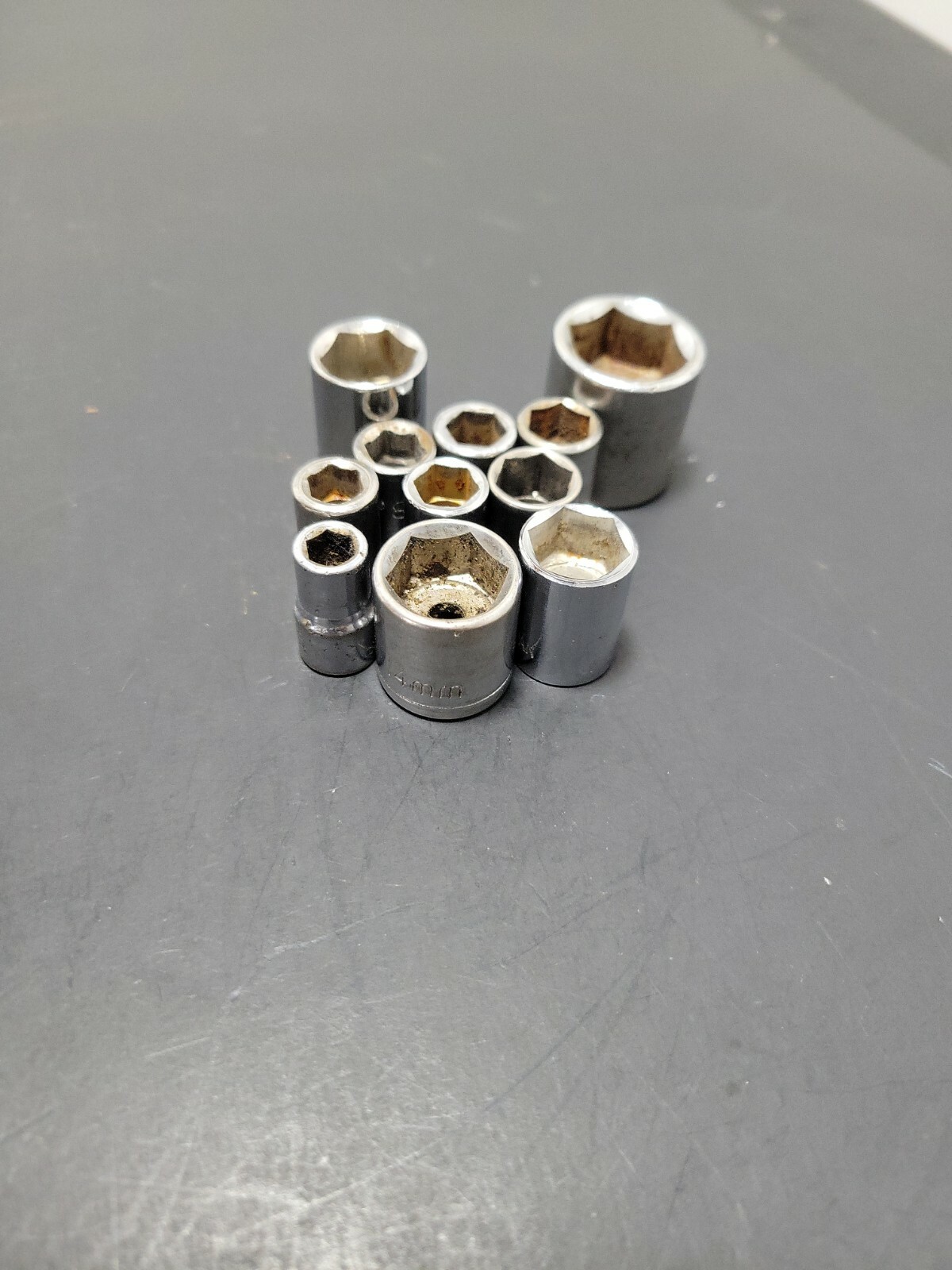 Lot of 11 Shallow Sockets 6mm 7mm 8mm 9mm 10mm 12mm 6pt Metric 1/4″ 3/8″ Drive