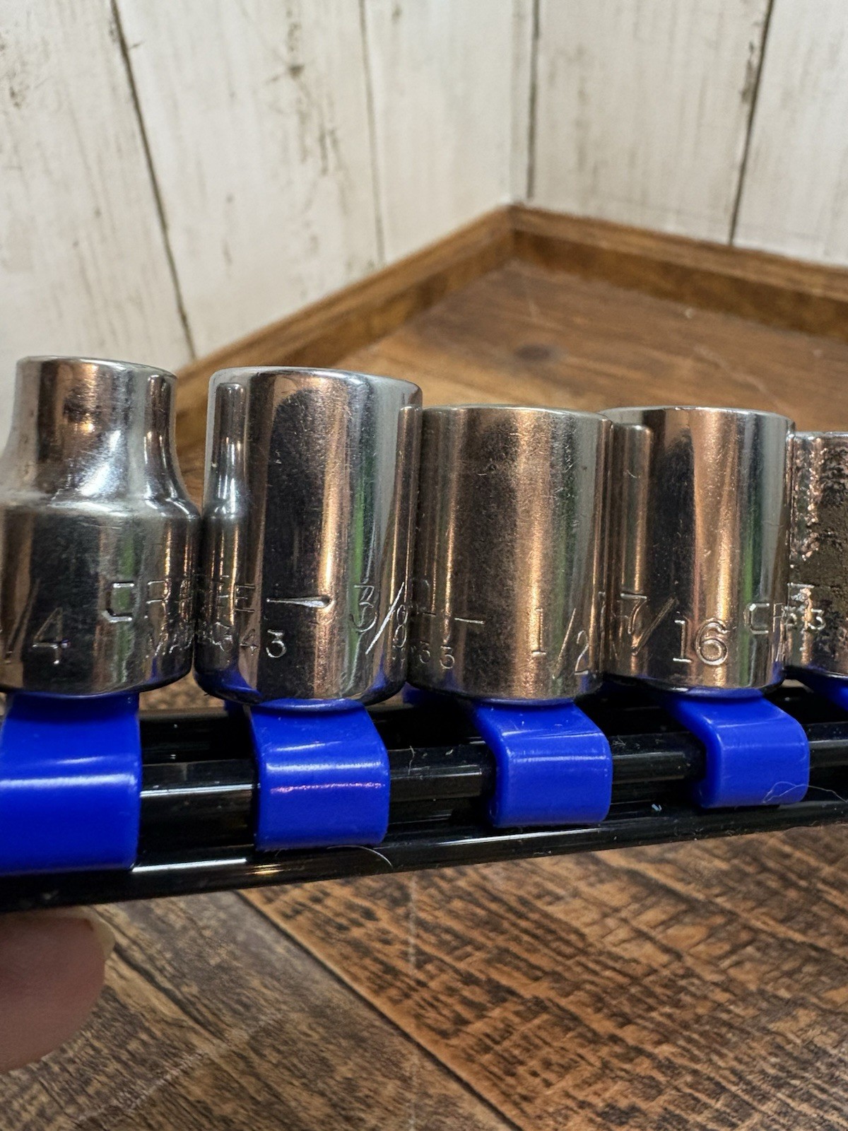 Mixed Lot 15 SAE Mixed Pt Sockets 3/8″ Drive Shallow Craftsman With Organizer