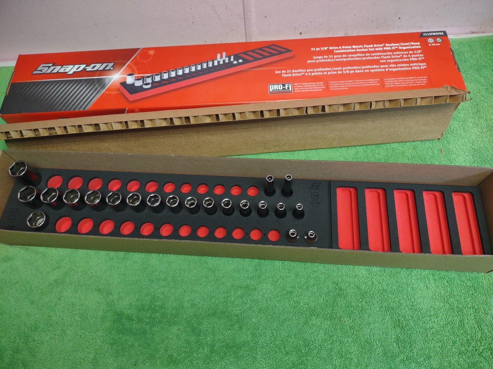New! Snap-on 221SFMSFRX 21pc 3/8″ Drive Metric Socket Set 6–20mm Shallow & Deep