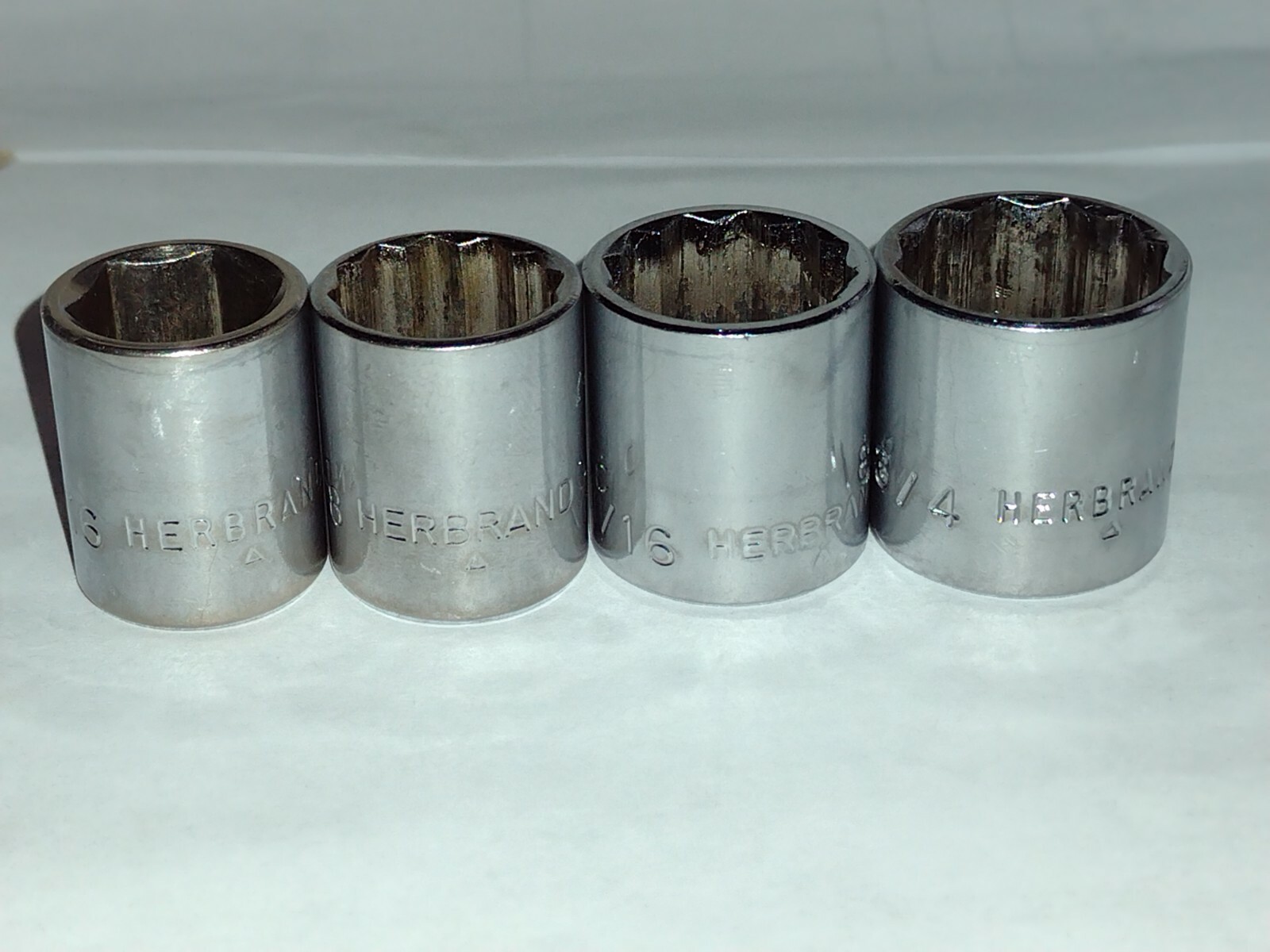 Set of 4 Vintage Herbrand 3/8” Drive Sockets
