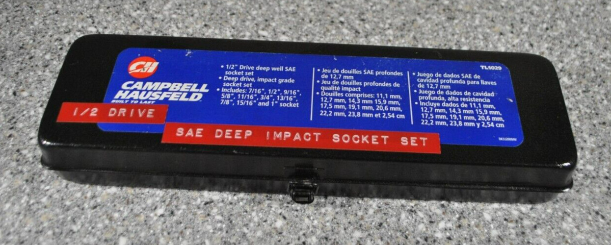 Campbell Hausfeld 1/2″ Drive Deep Well SAE Socket Set-Impact Grade TL1029