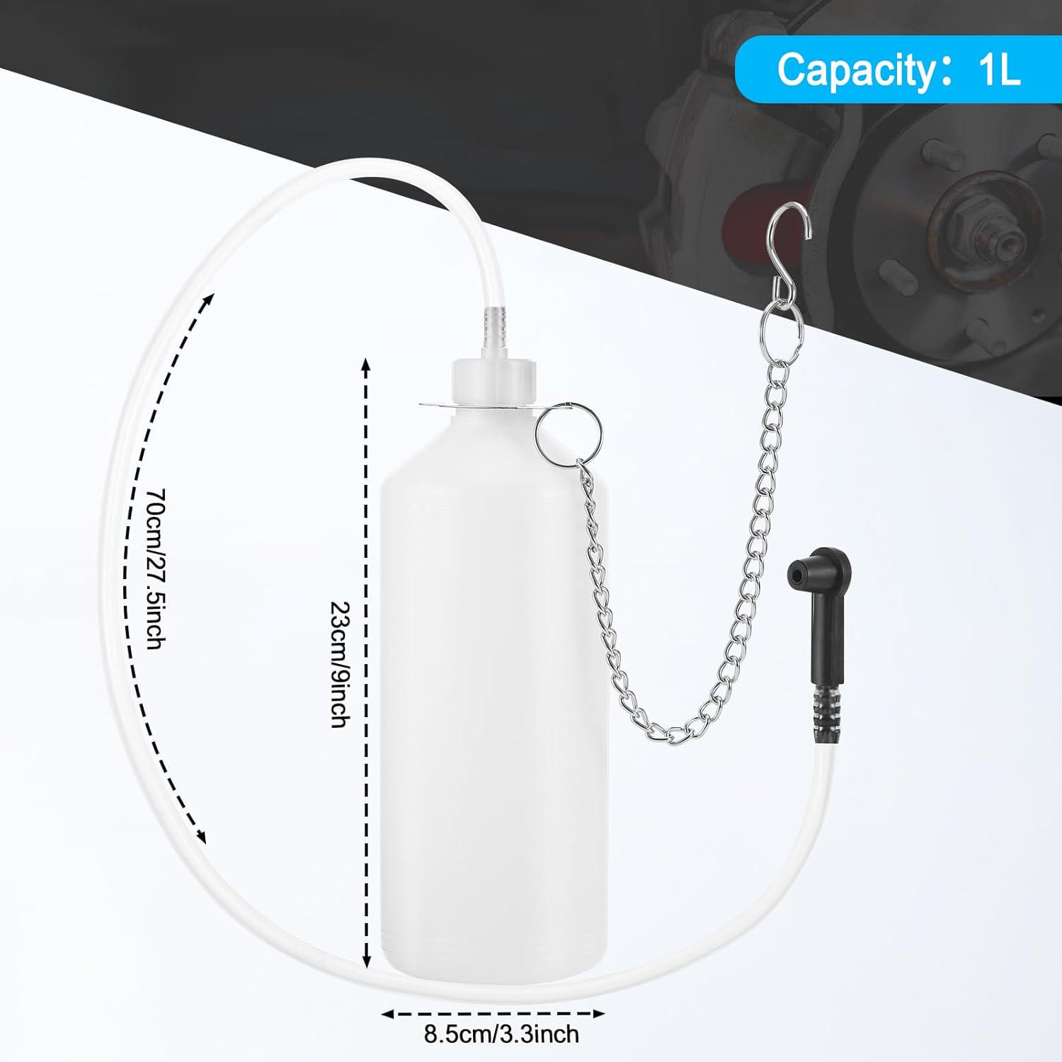 1L Brake and Clutch Fluid Bleeding Bottle with Hanging Hook, Brake Bleeder with