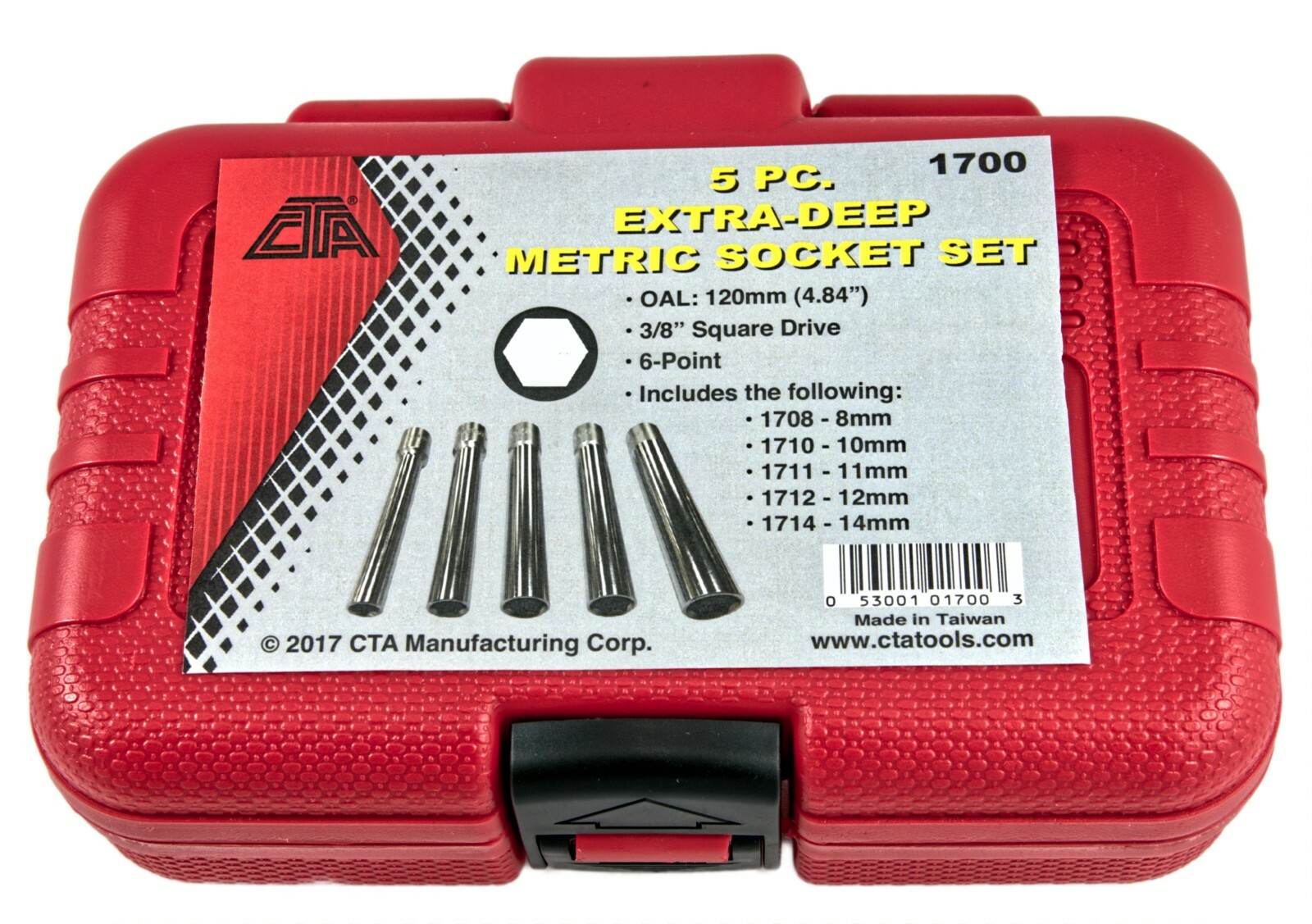 CTA 1700 – 5 Piece Extra – Deep Metric Socket Set – 8mm – 14mm, 3/8″ SQ. DR.