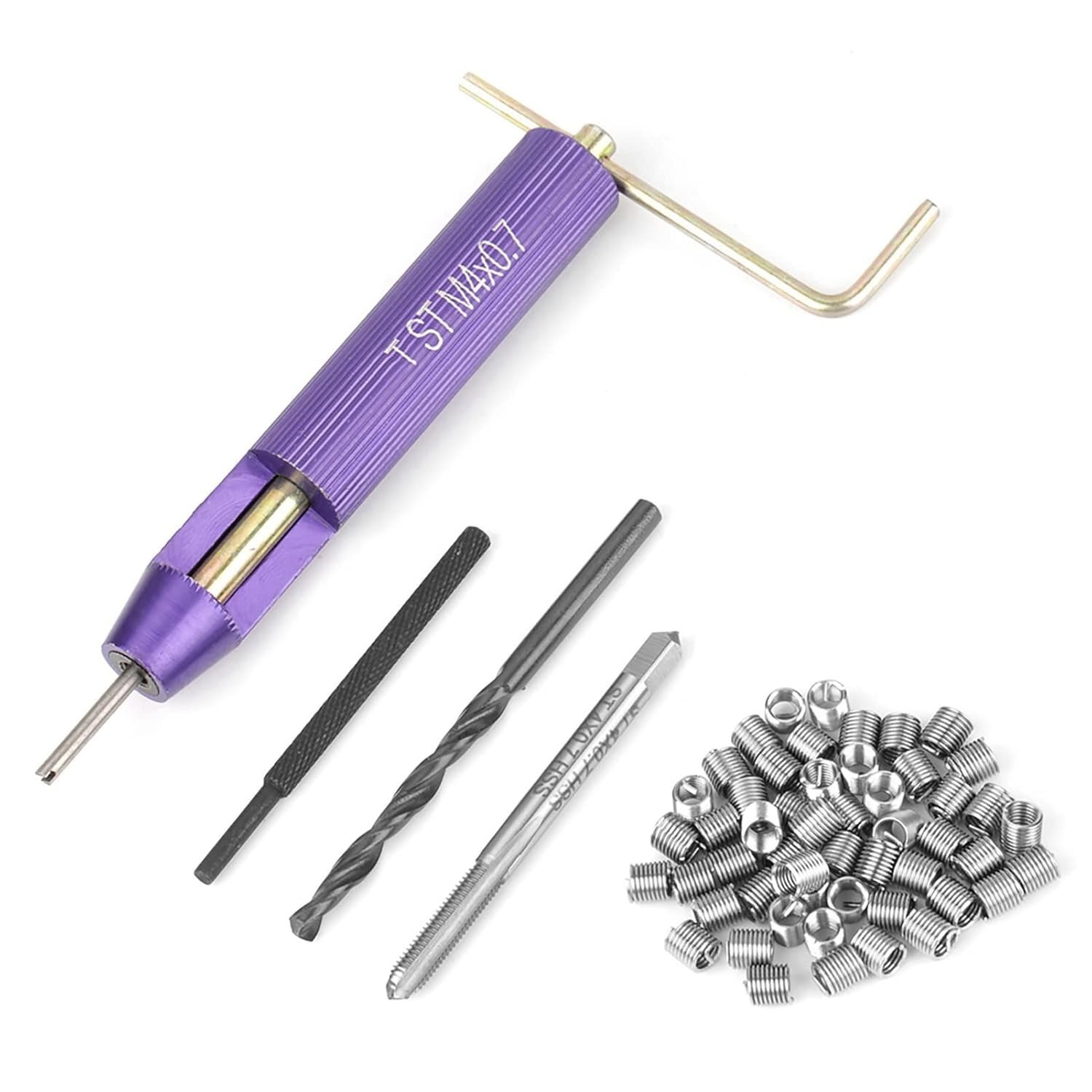 50pcs Thread Repair Installation Kit Stainless Steel Helicoil Type Set (M4 x 2D