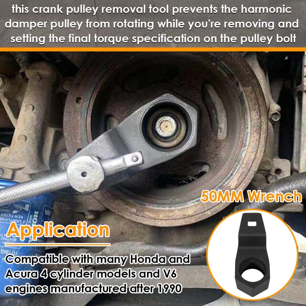 19mm Harmonic Balancer Socket & 50mm Crank Pulley Wrench Tool for Honda Acura